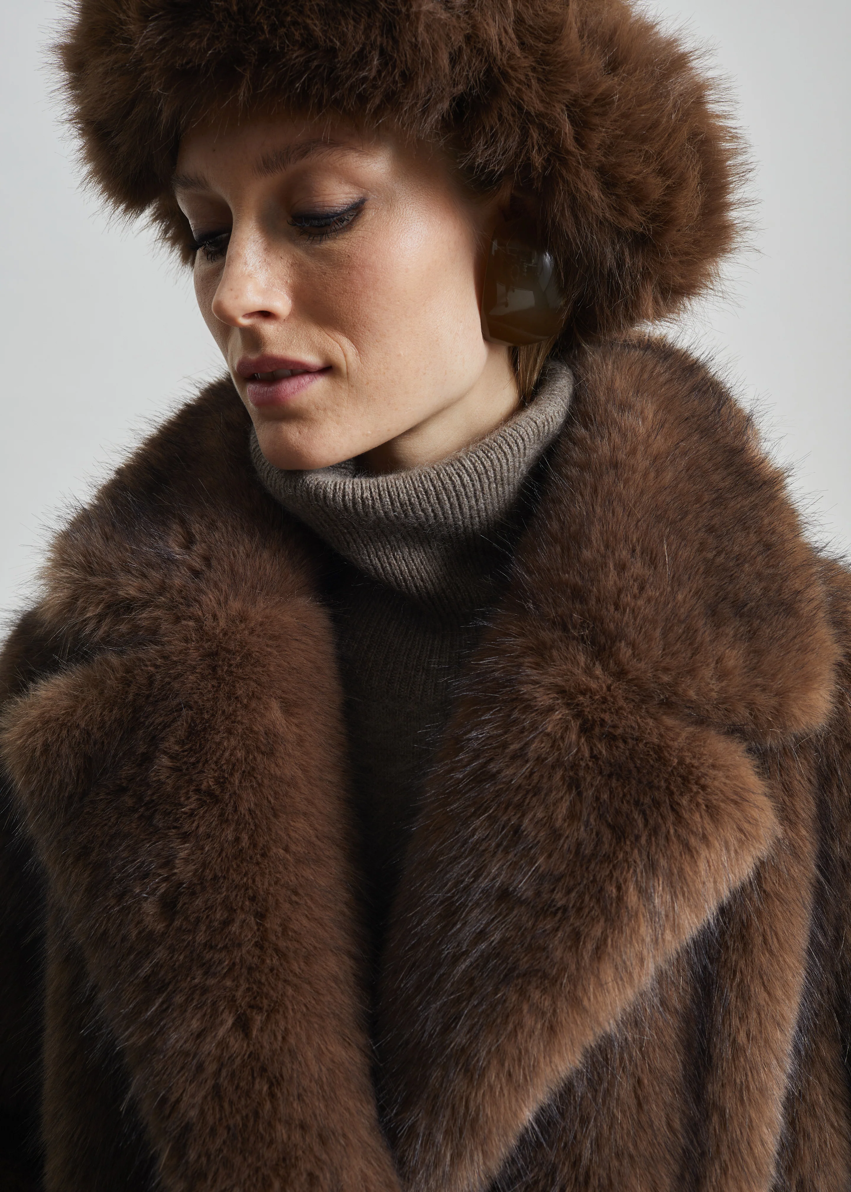 Adamello Faux Fur Short Coat - Brown - Image 6