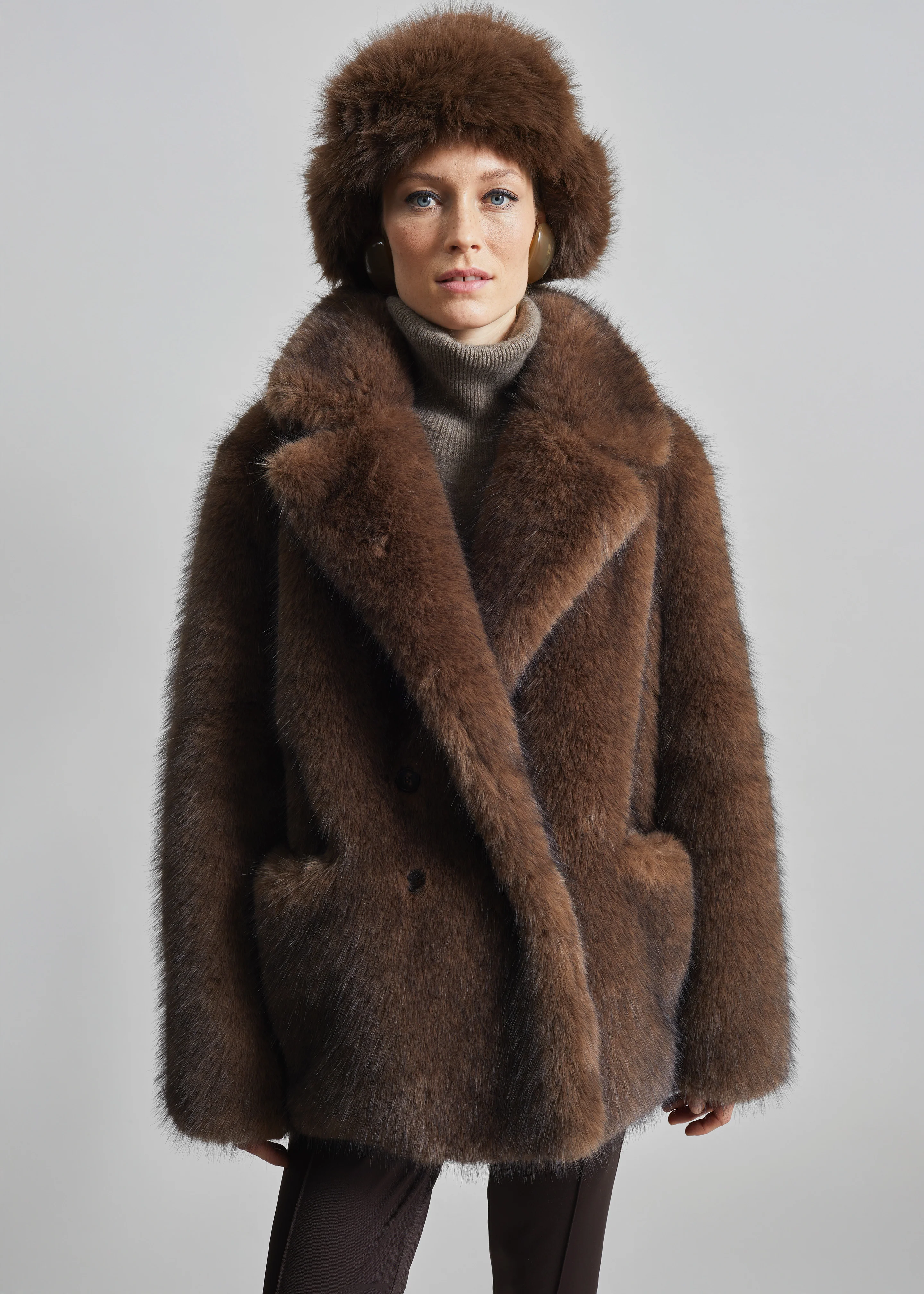 Adamello Faux Fur Short Coat - Brown - Image 7
