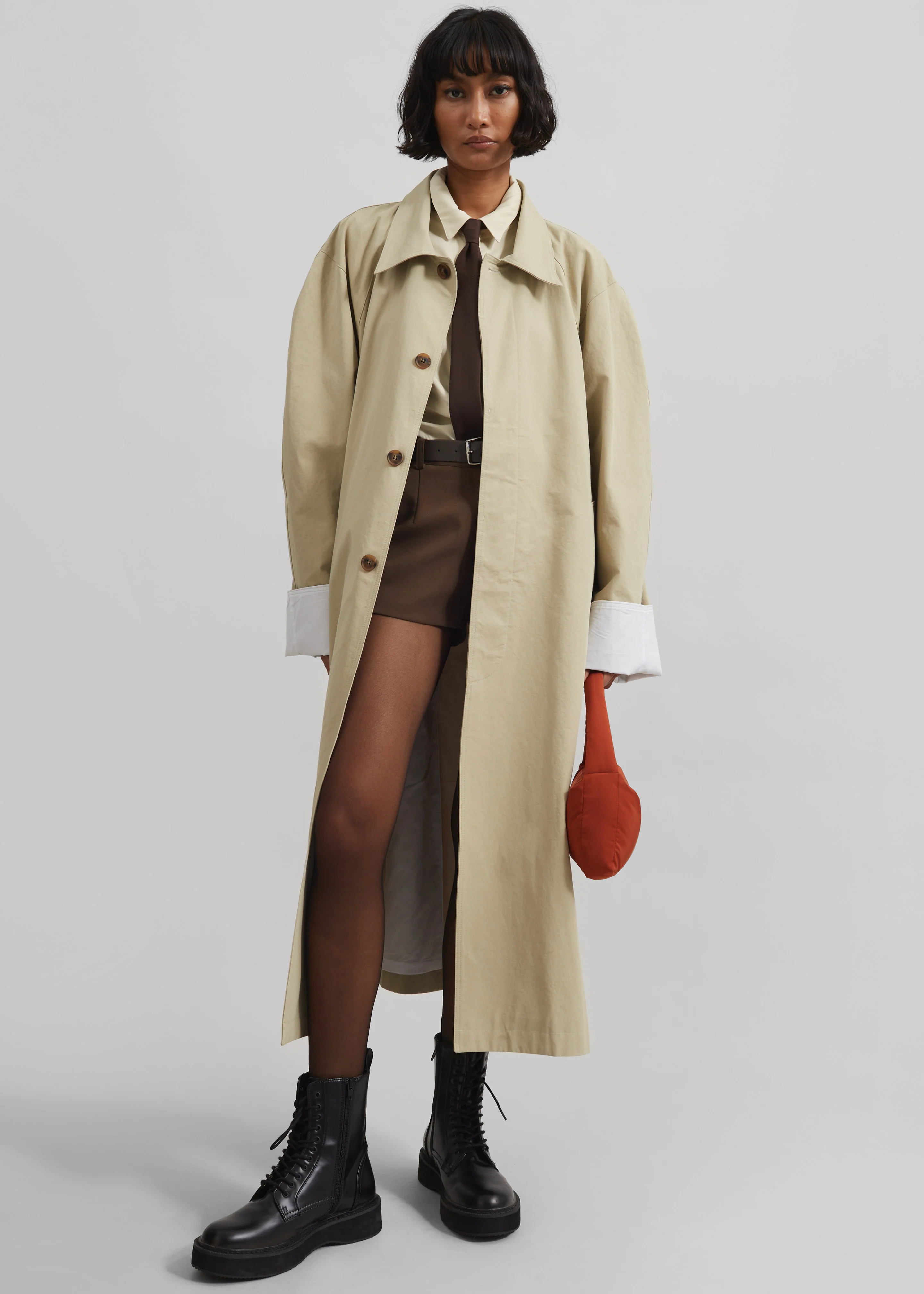Arlise Oversized Trench Coat - Beige - Image 3