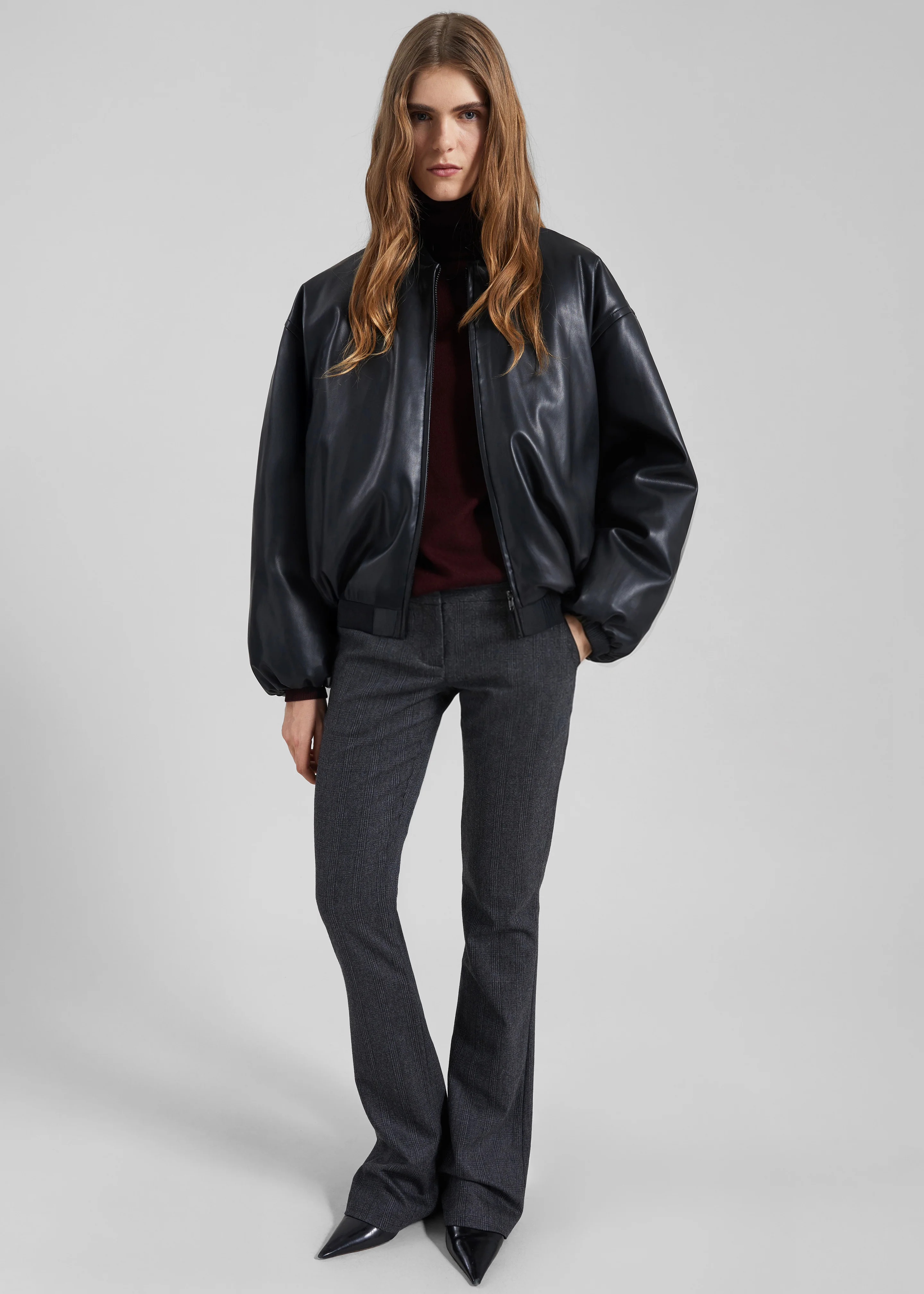 Arolla Faux Leather Draped Jacket - Black - Image 4