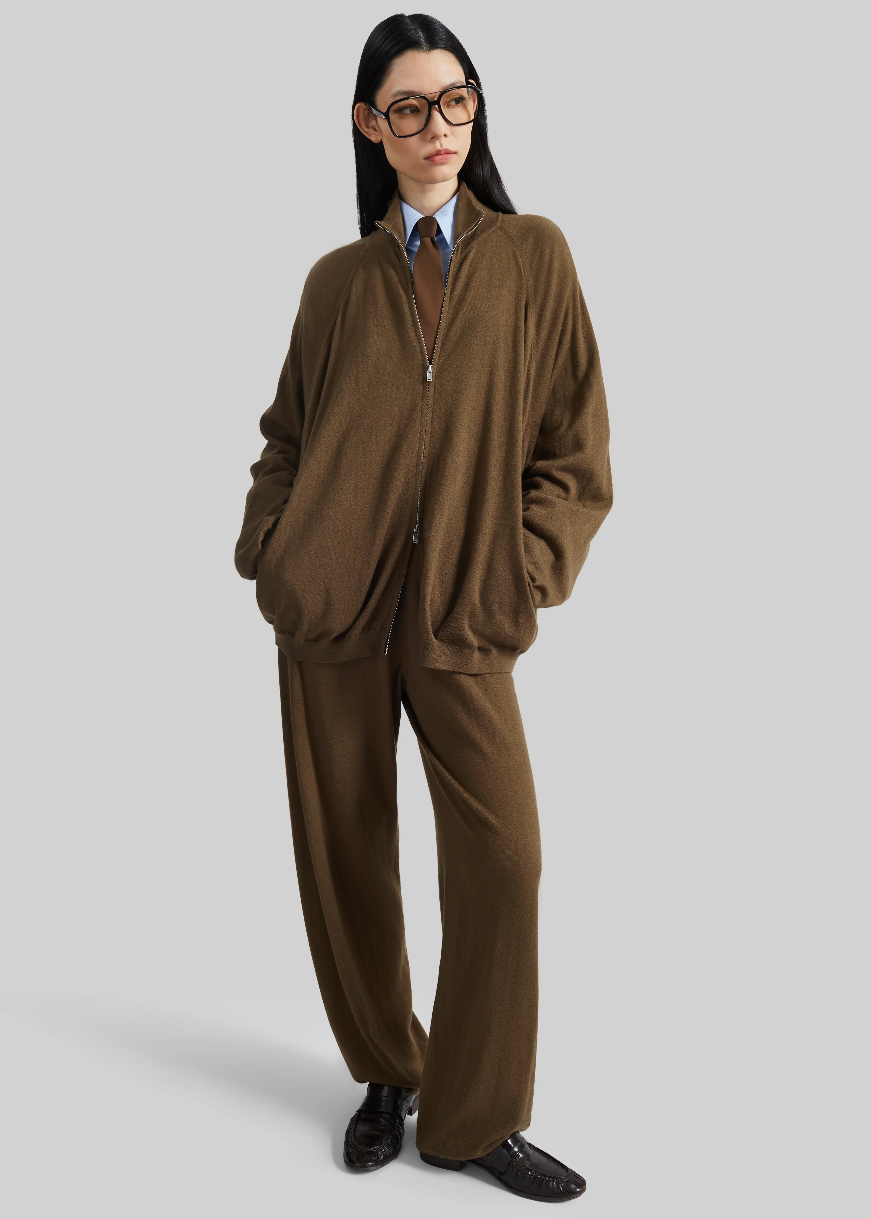 Baxe Knit Track Jacket - Dark Camel