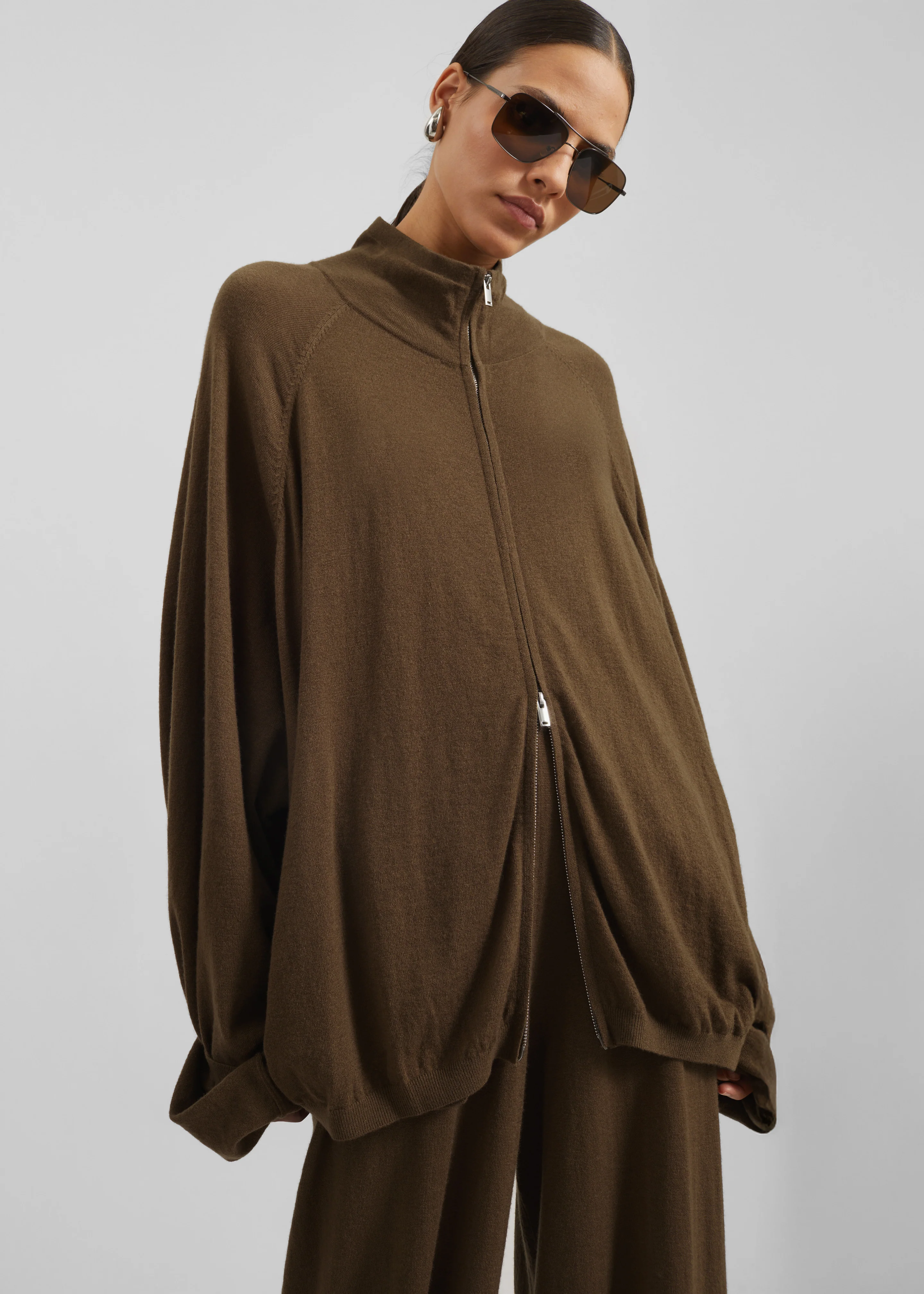 Baxe Knit Track Jacket - Dark Camel - Image 2