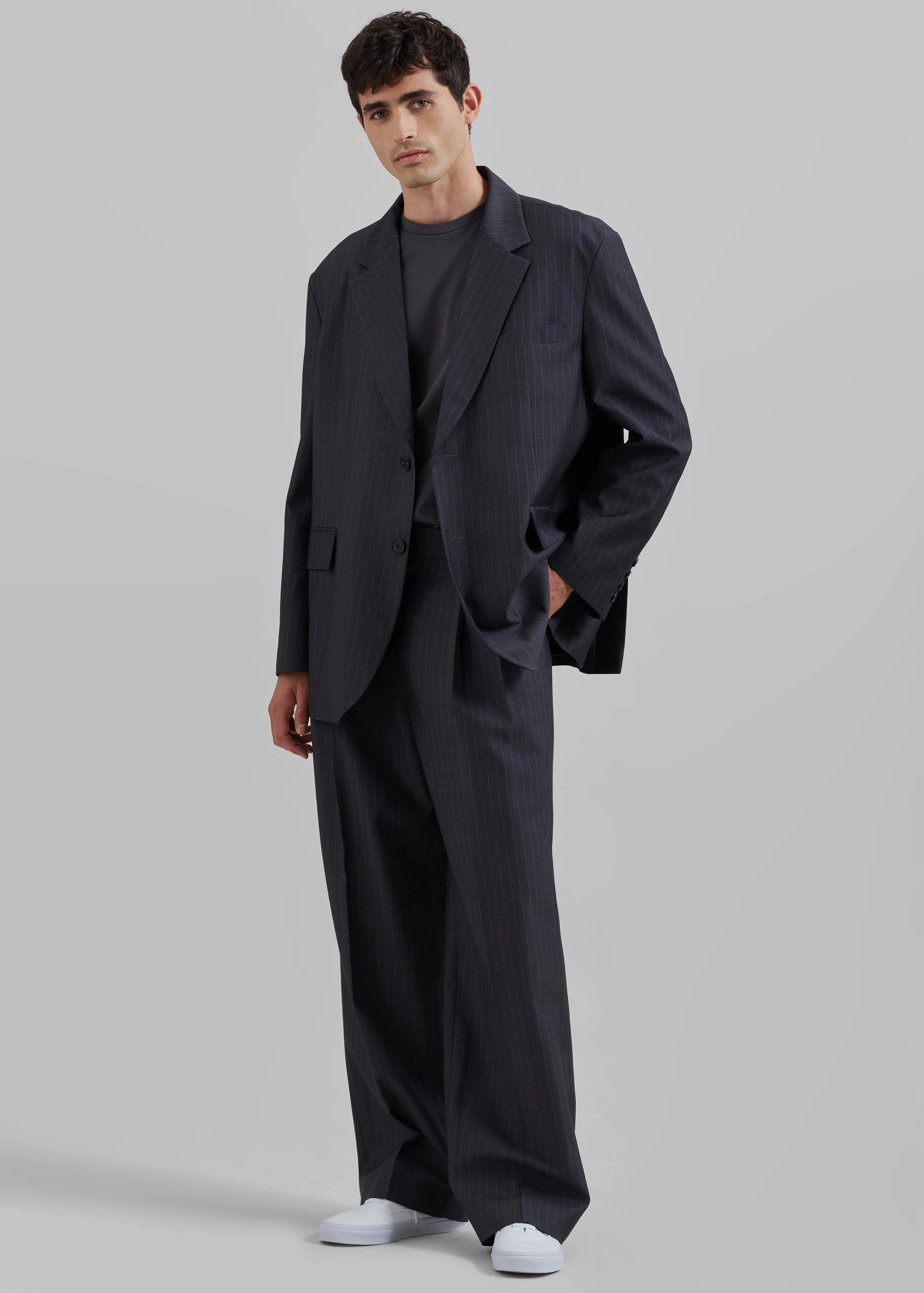 Beo Suit Pants - Charcoal/White Pinstripe - Image 2