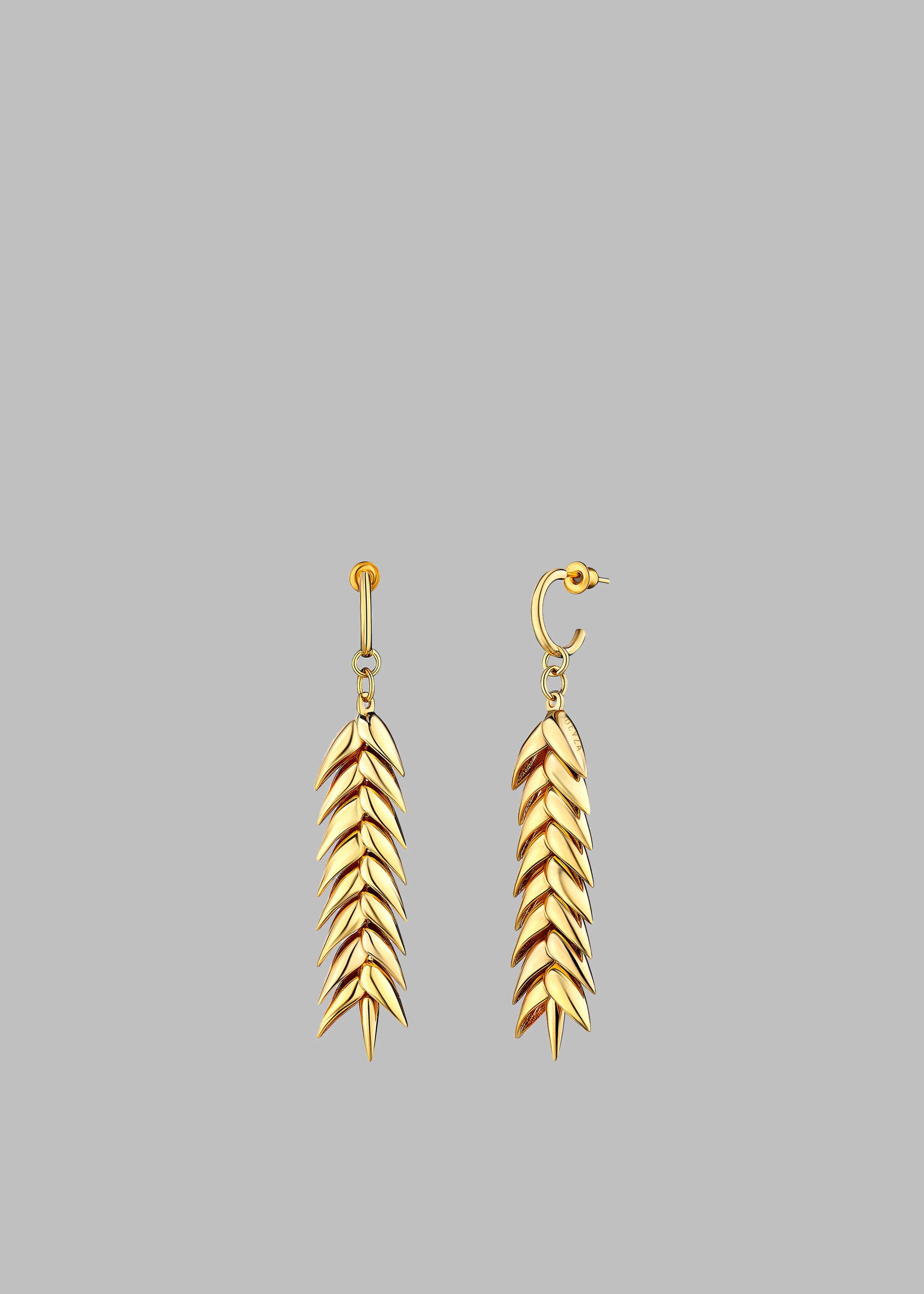 Bevza Spikelet Medium Hoop Earrings - Gold