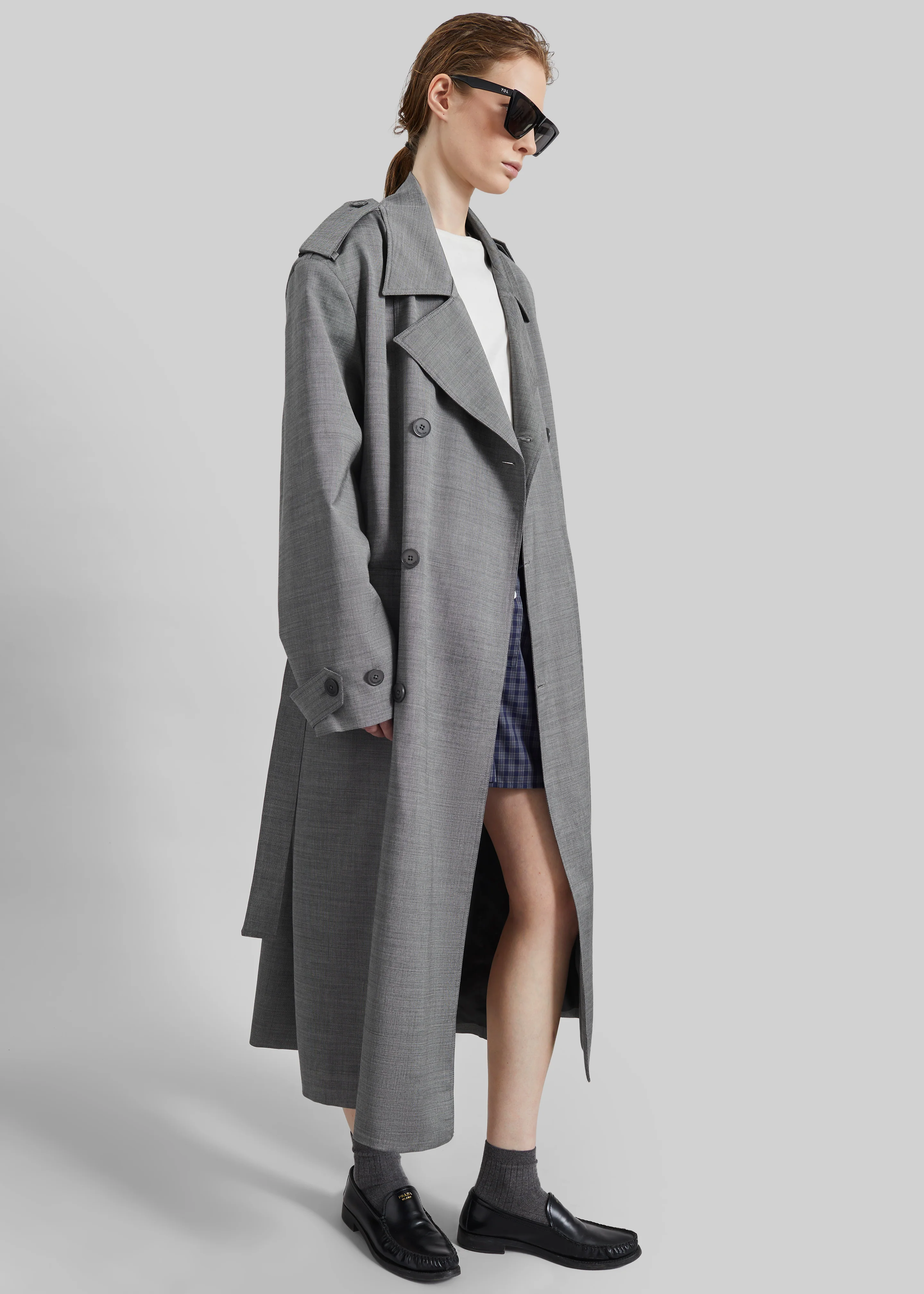 Bleecker Trench Coat - Grey Melange - Image 10