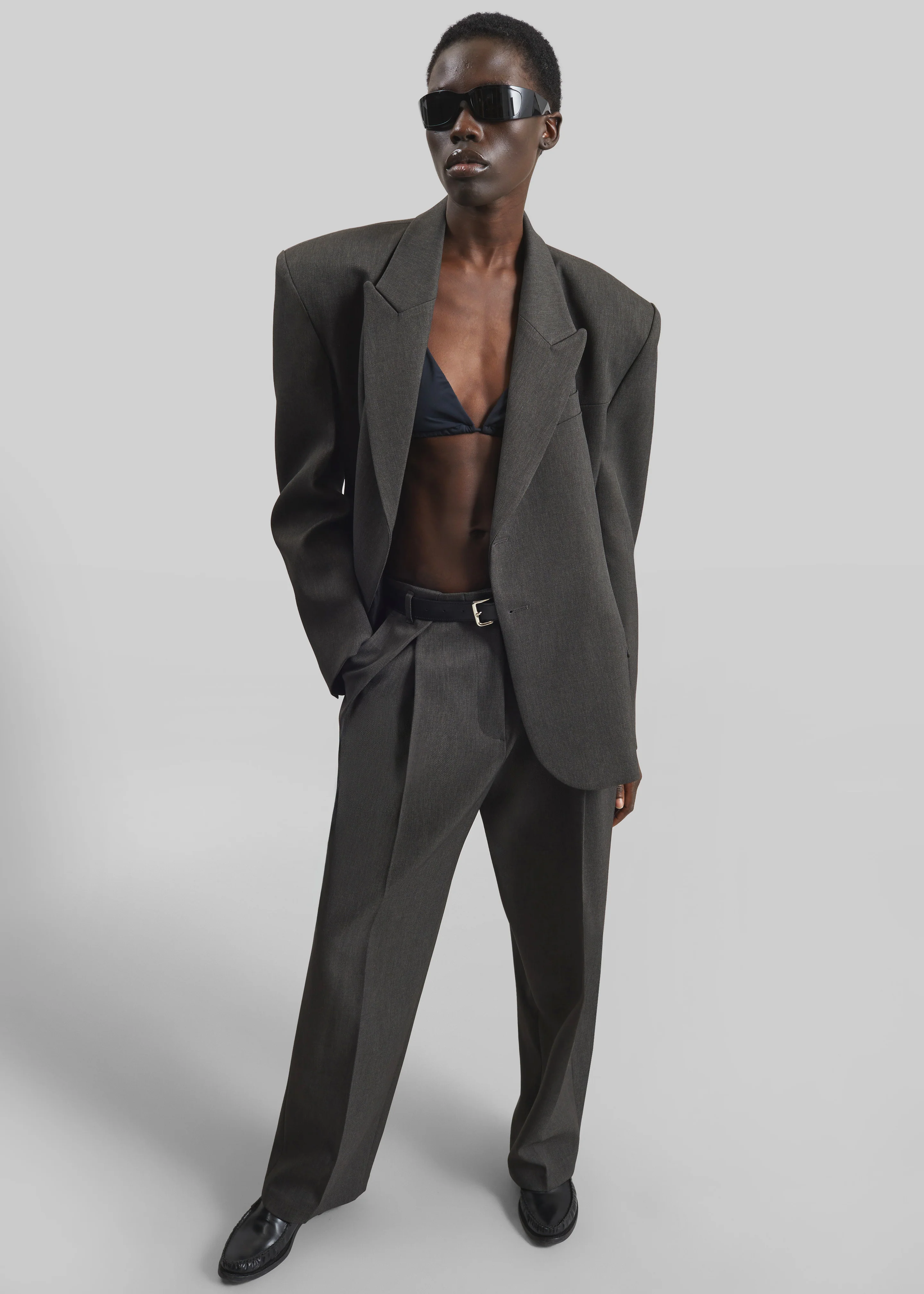 Blerick Belted Trousers - Dark Grey
