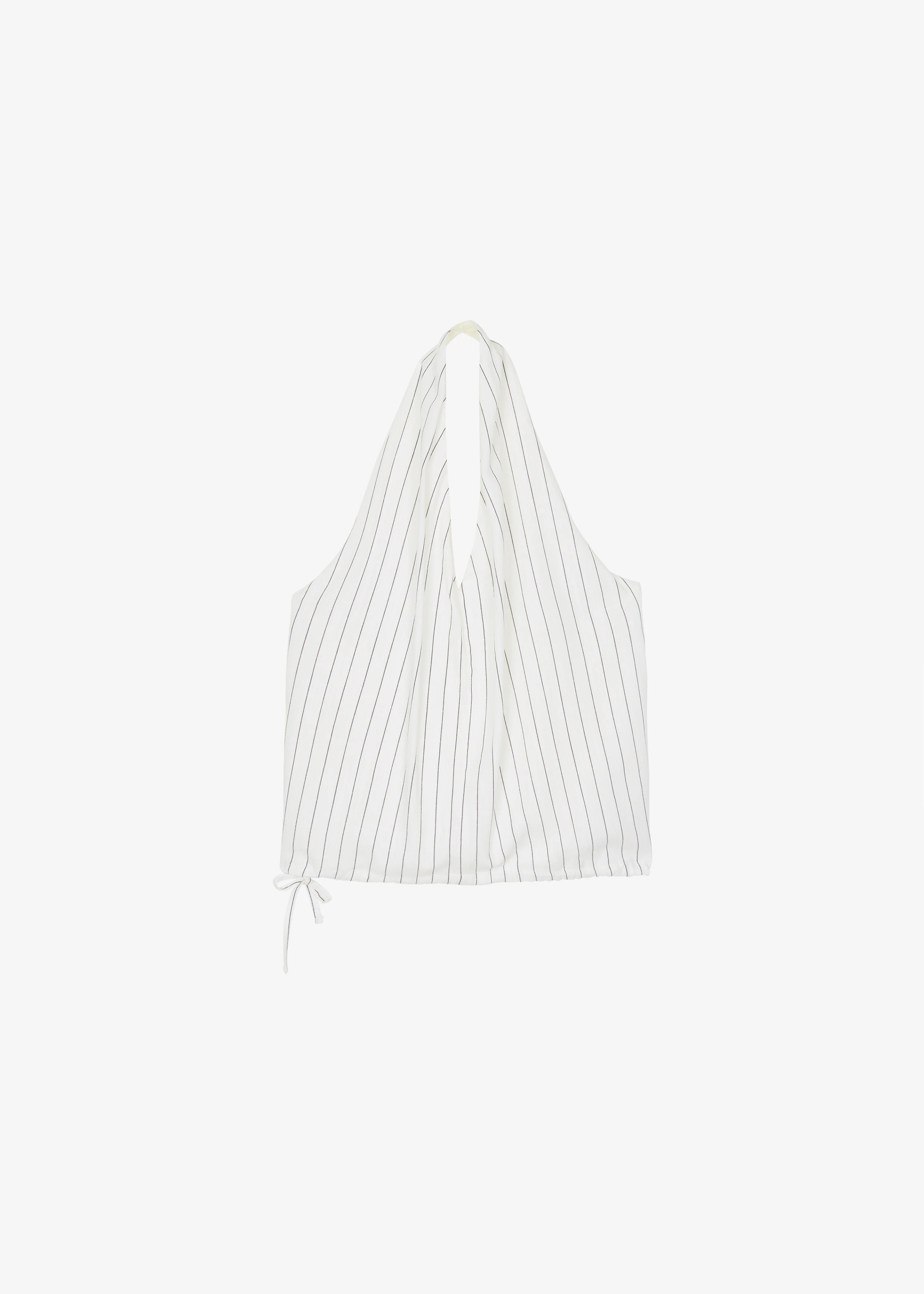 Branton Drawstring Halter Top - White/Black Pinstripe - Image 10