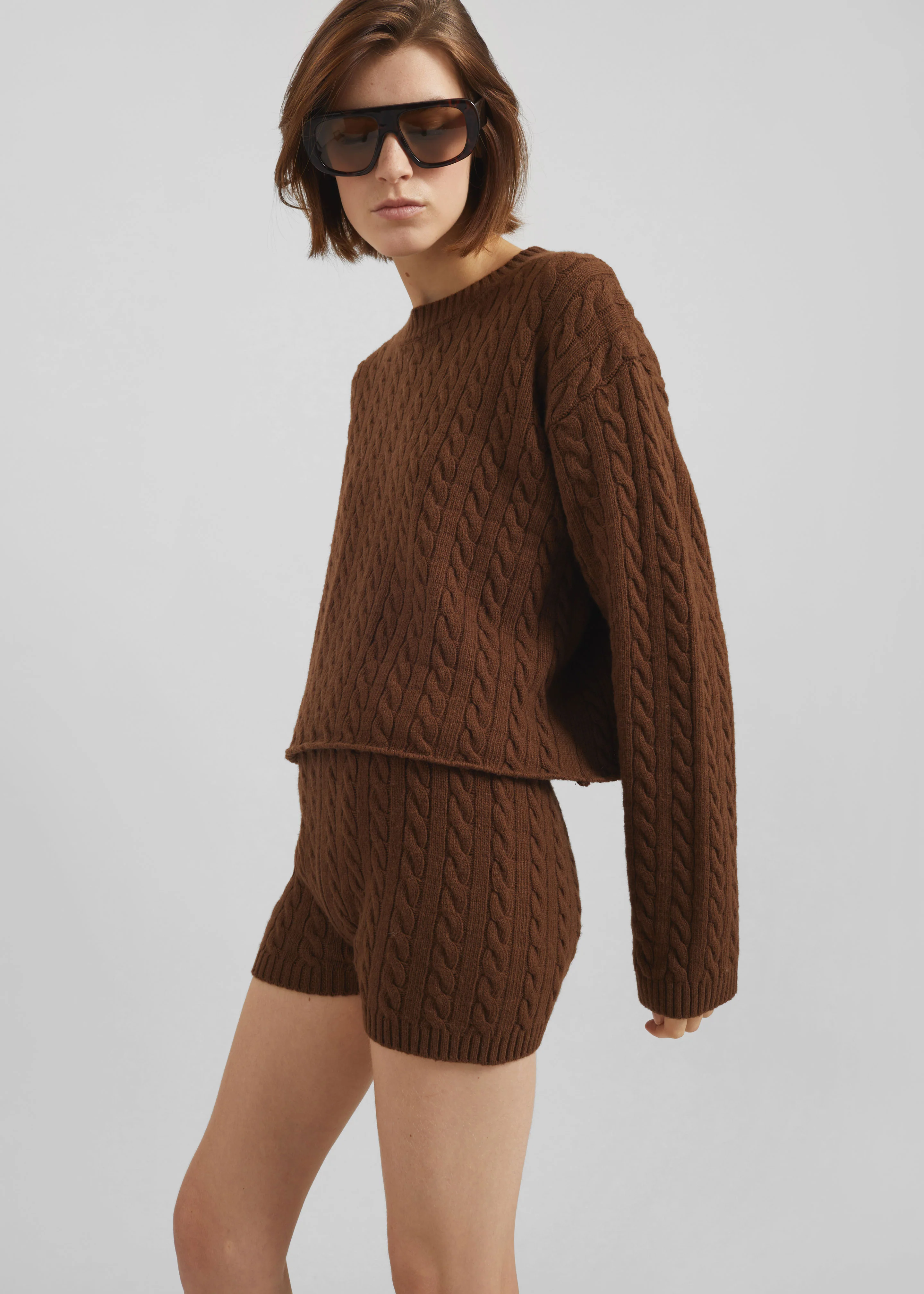 Brisbane Knit Mini Shorts - Brown