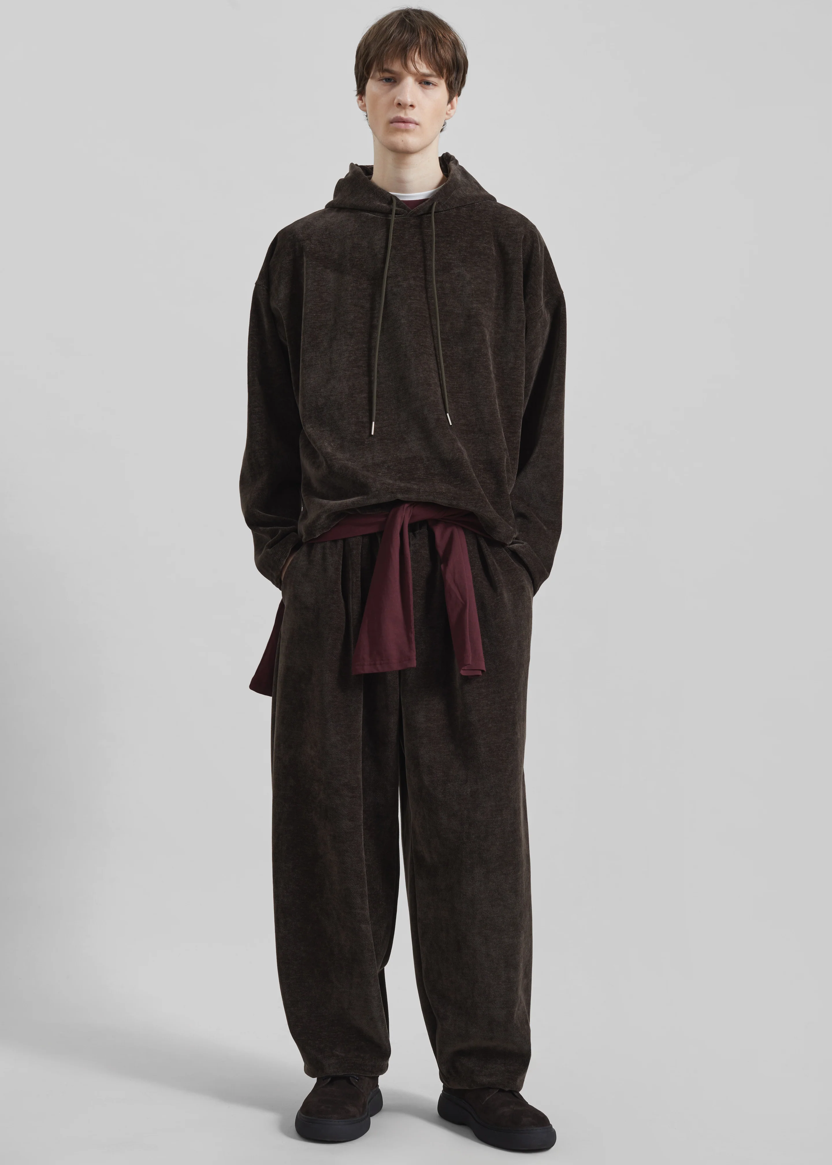 Caleb Velvet Hoodie - Brown