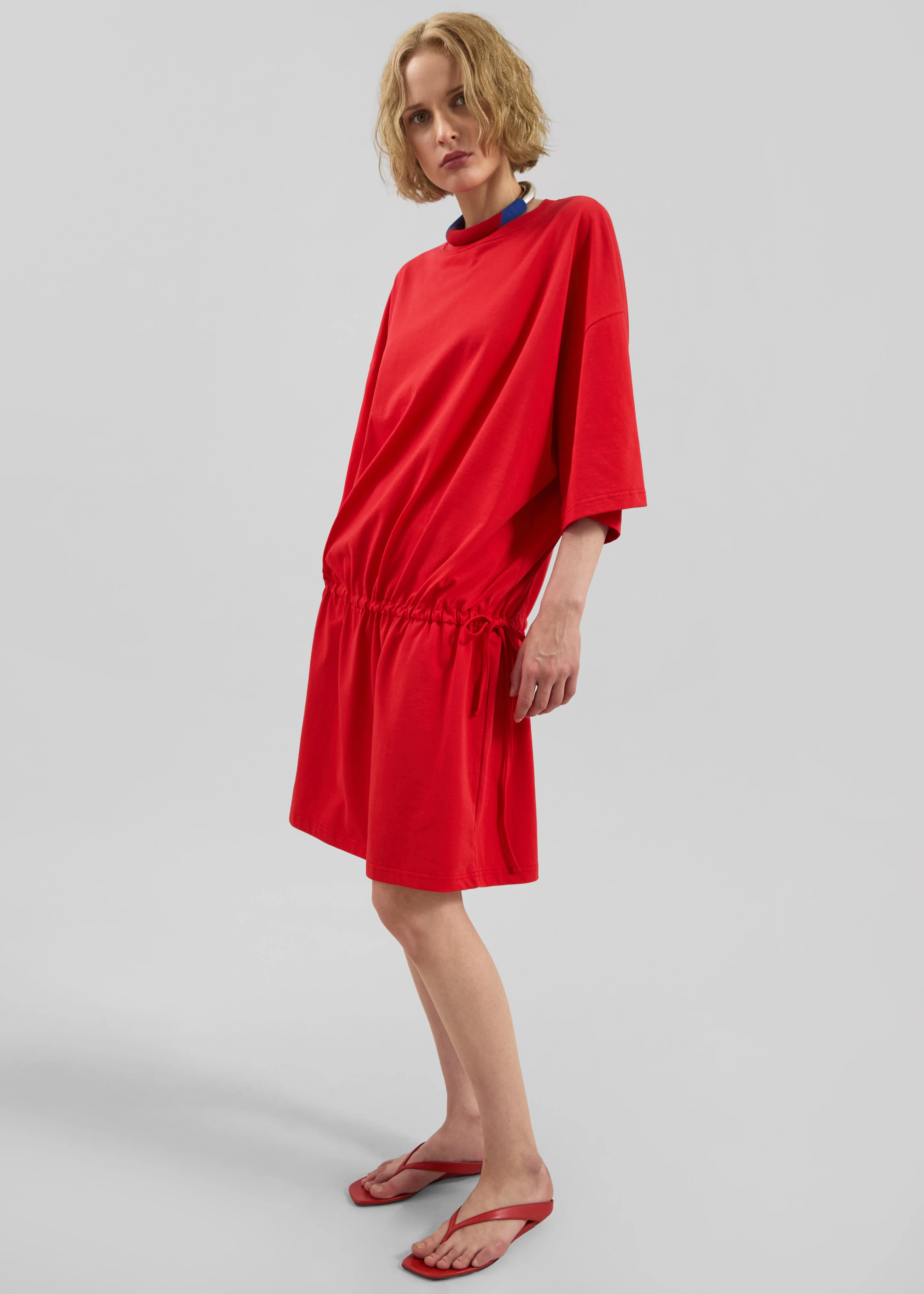 Calitri Drop Waist T-Shirt Dress - Red - Image 3