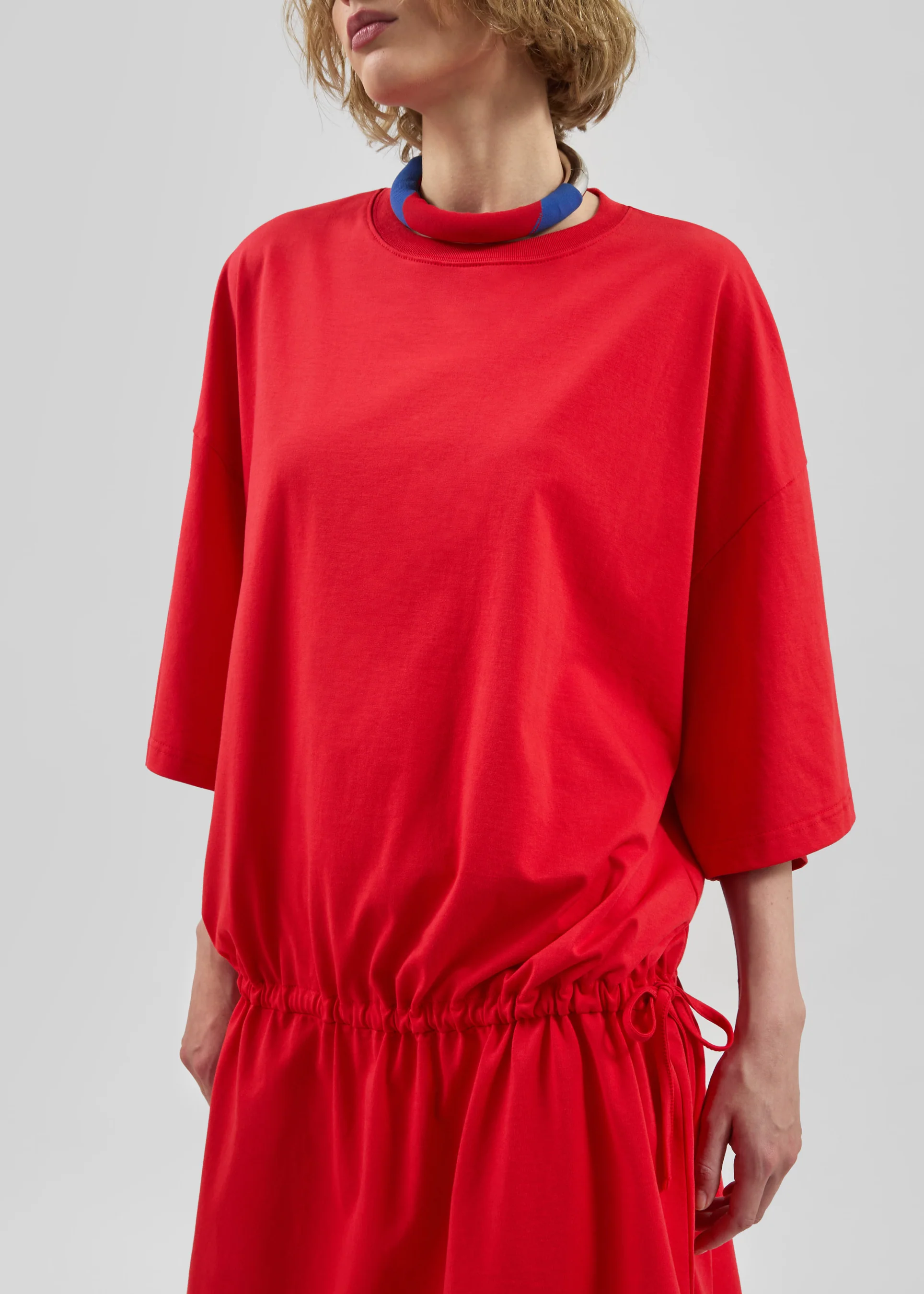 Calitri Drop Waist T-Shirt Dress - Red - Image 4