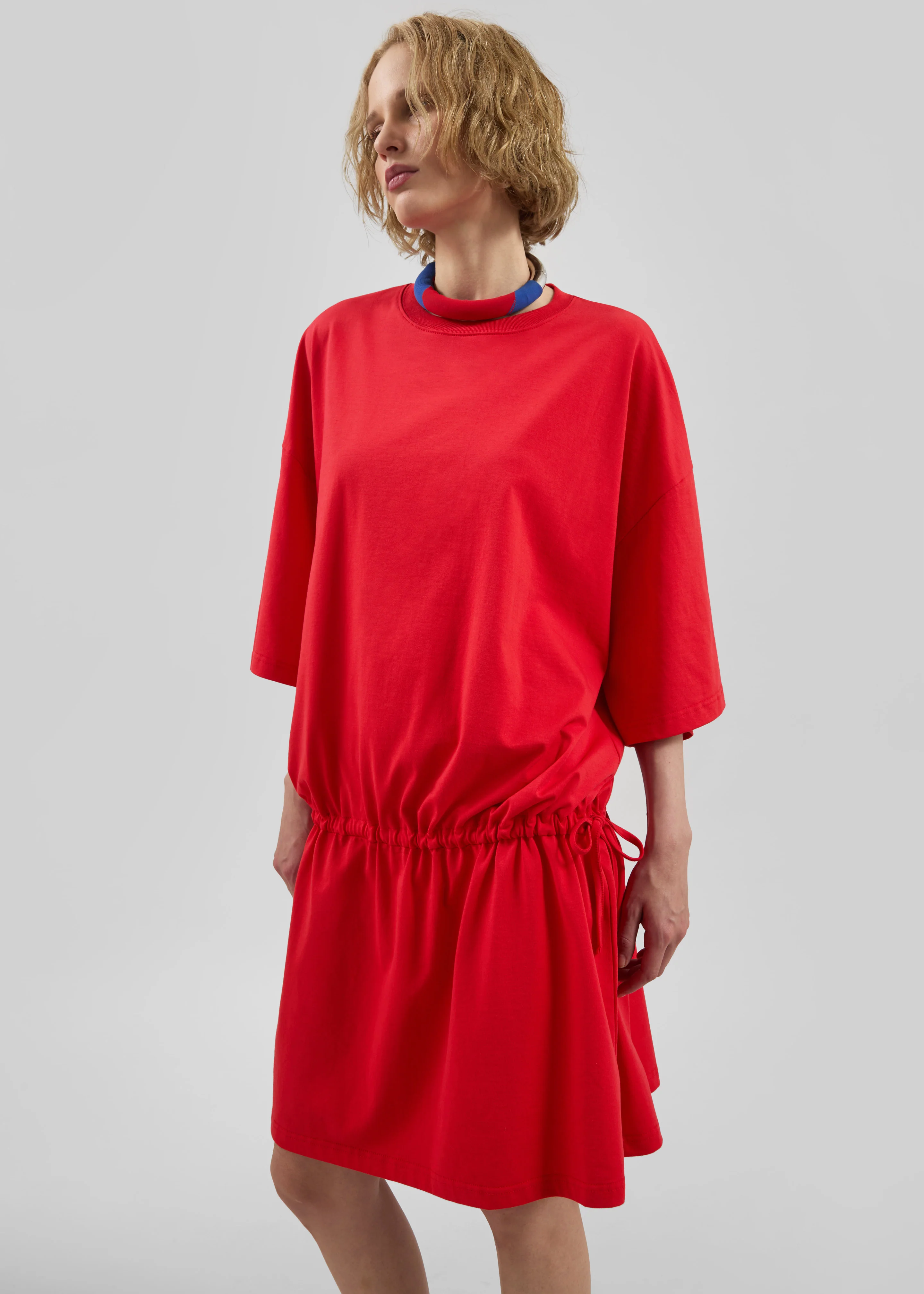 Calitri Drop Waist T-Shirt Dress - Red - Image 5