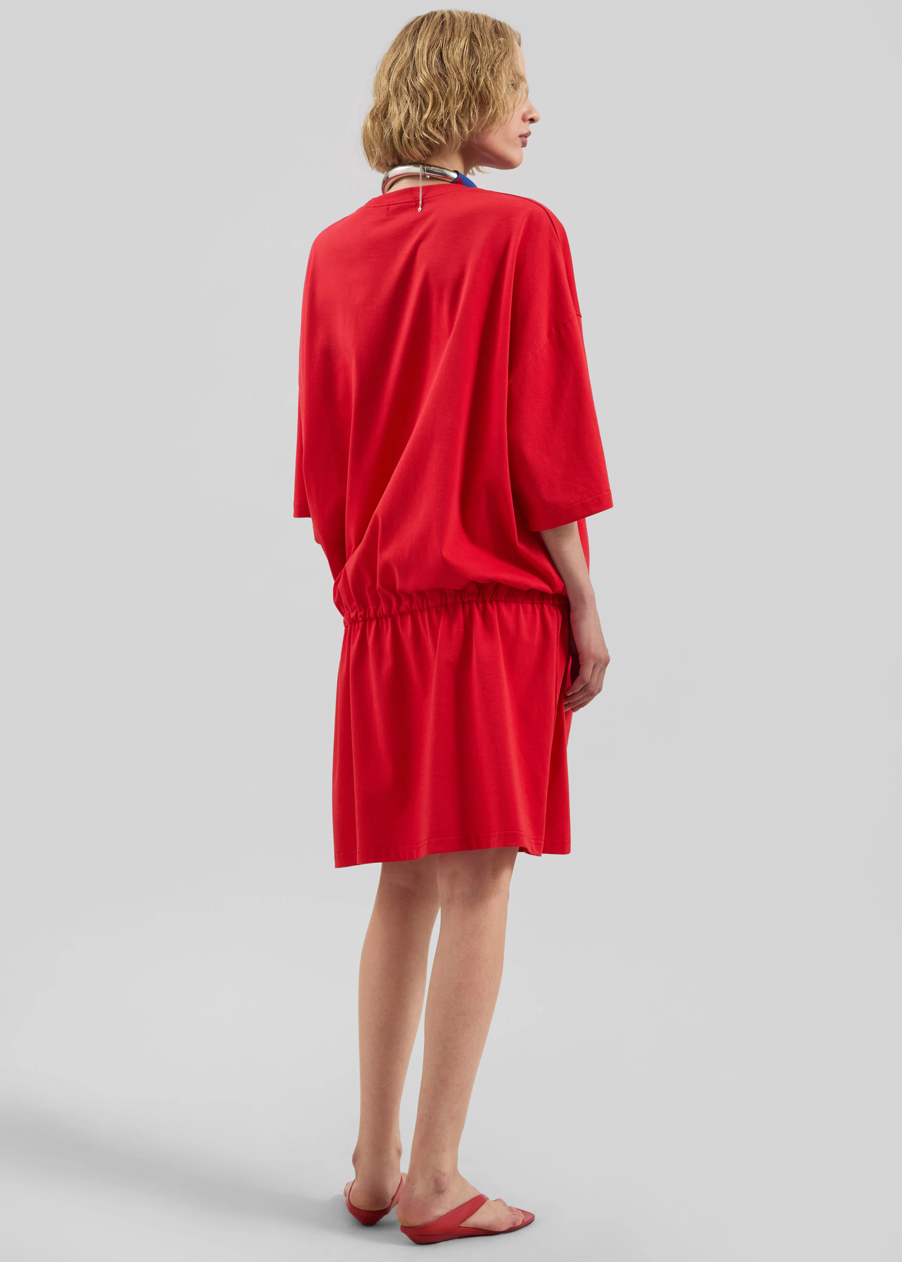 Calitri Drop Waist T-Shirt Dress - Red - Image 7