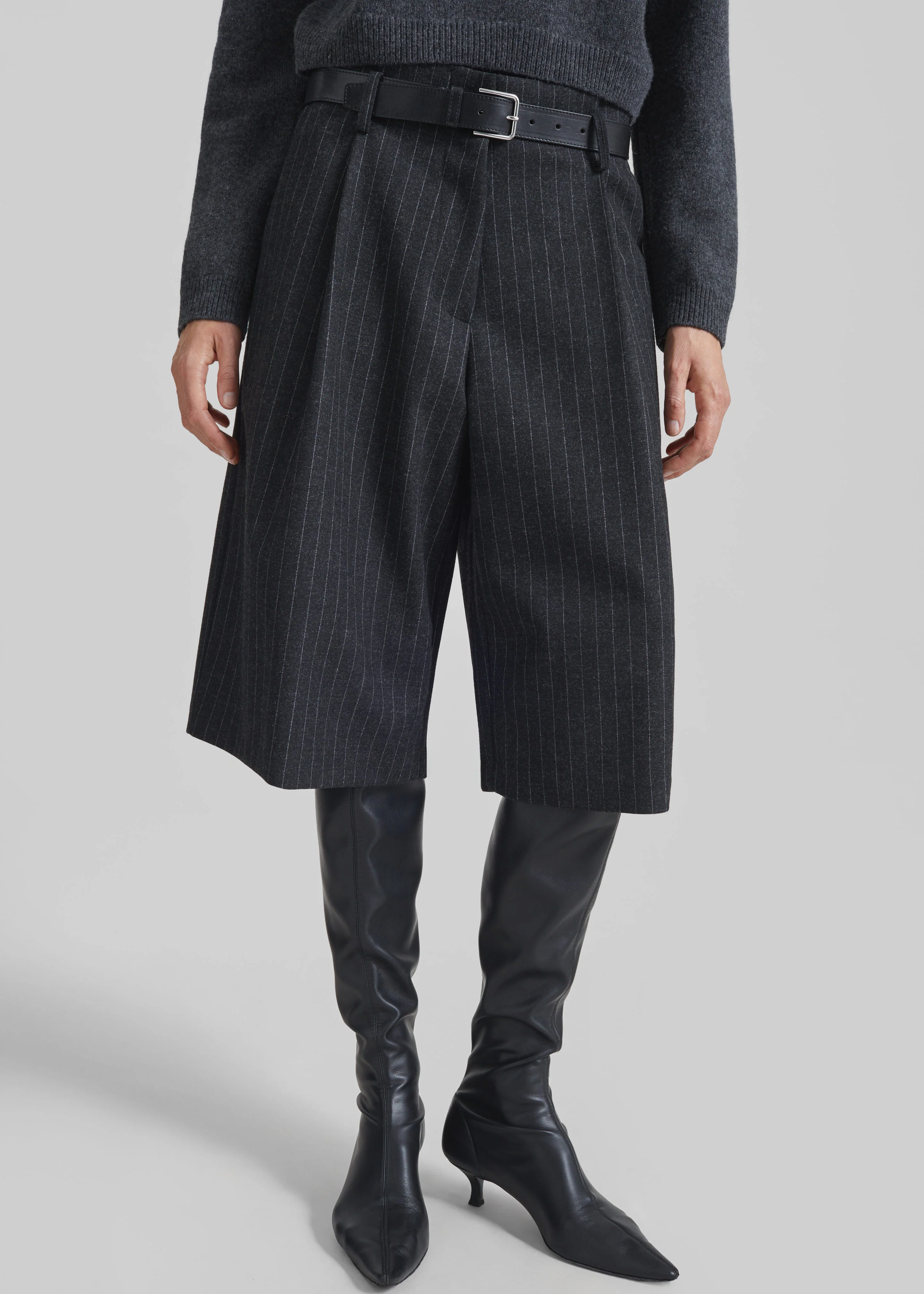 Carlow Bermuda Shorts - Charcoal/White Pinstripe - Image 2