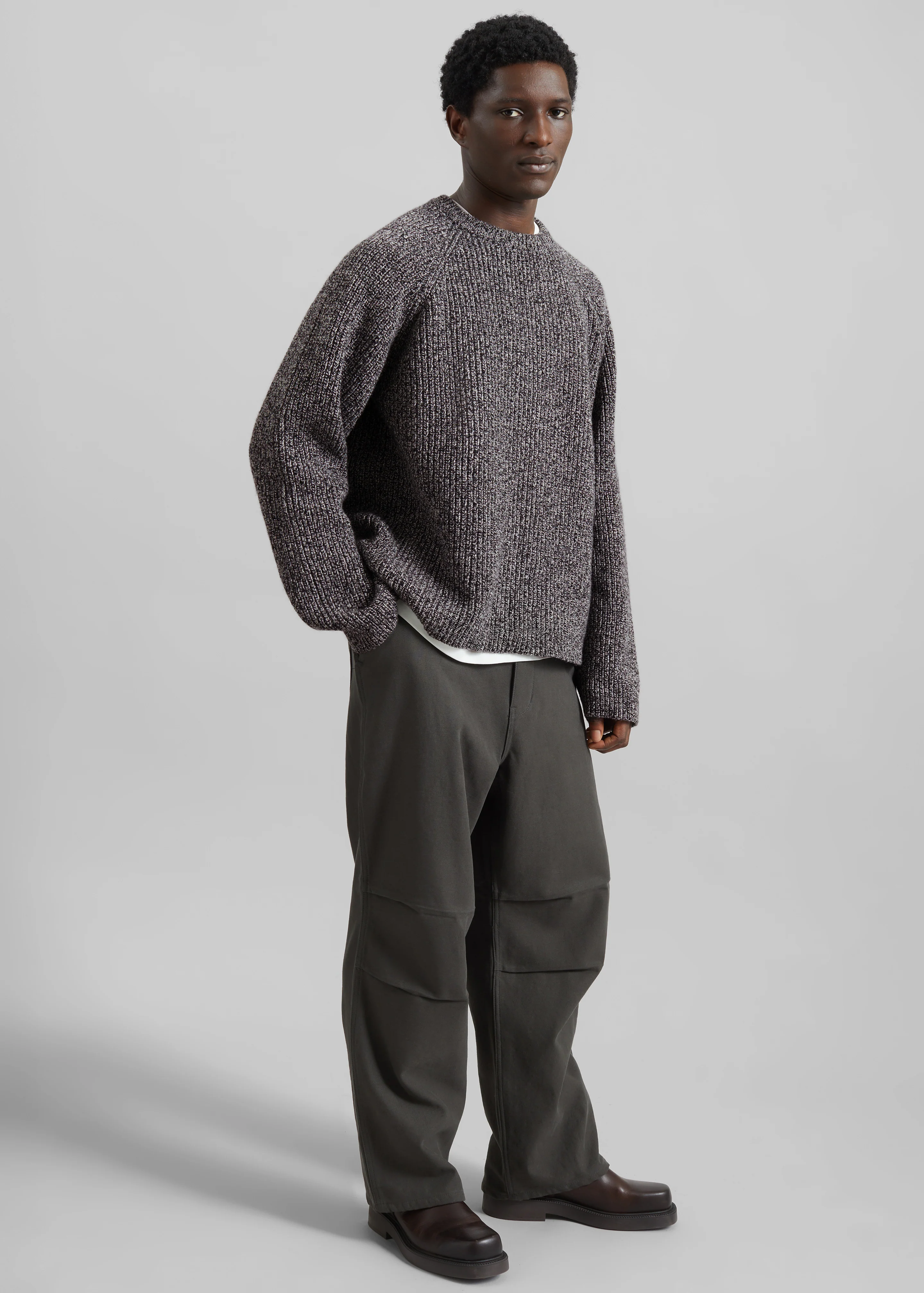 Carter Crewneck Sweater - Black Melange - Image 6
