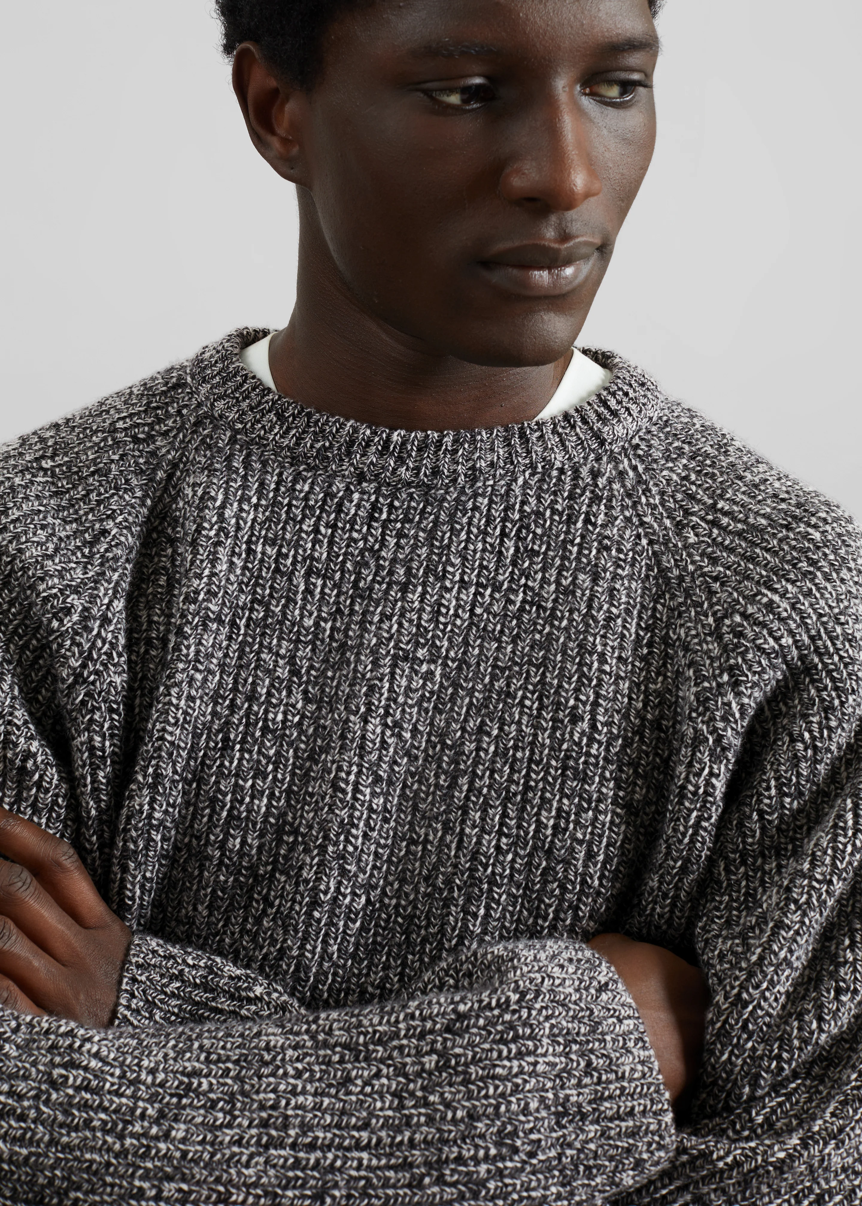 Carter Crewneck Sweater - Black Melange - Image 7