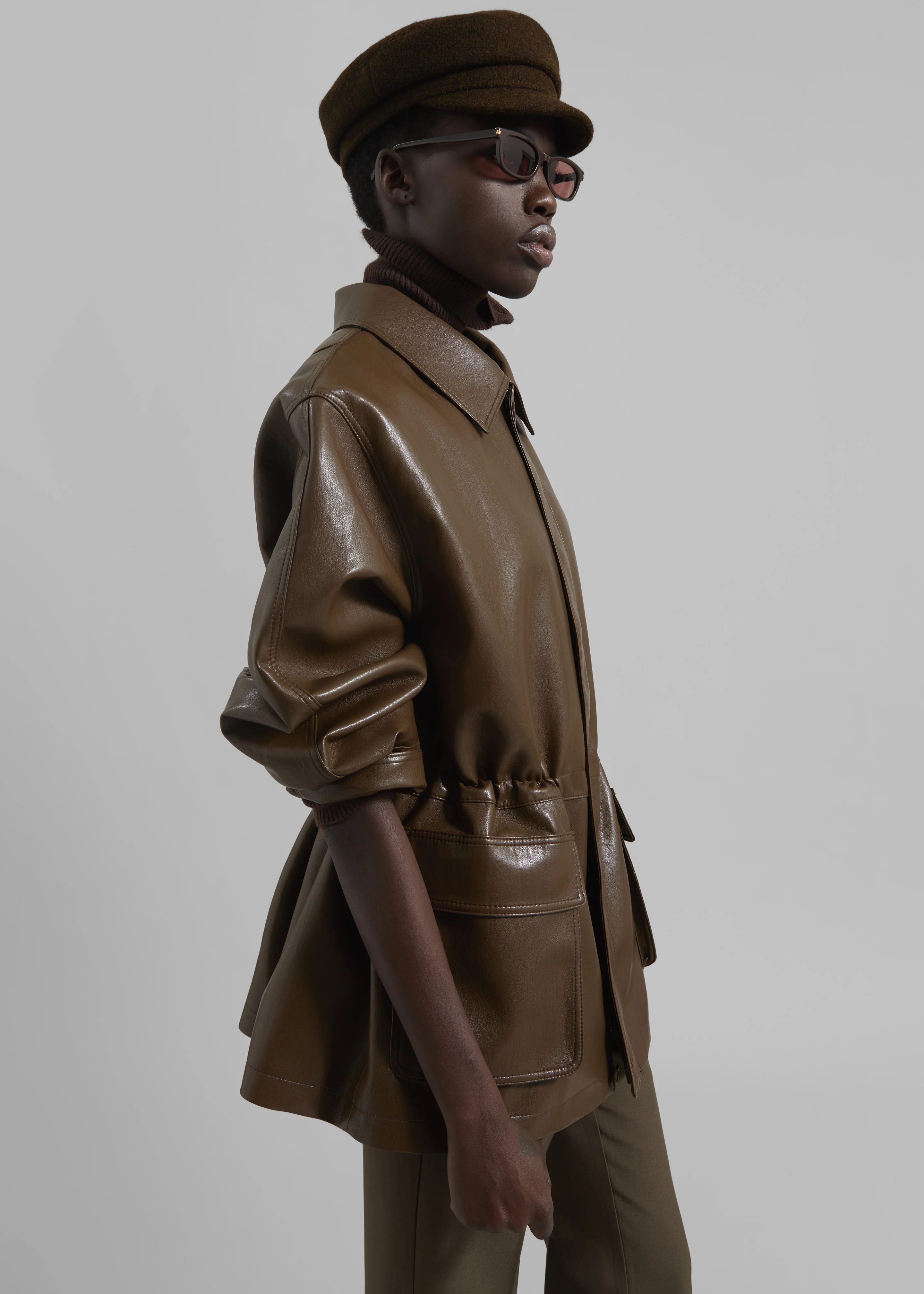 Cassel Faux Leather Jacket - Brown