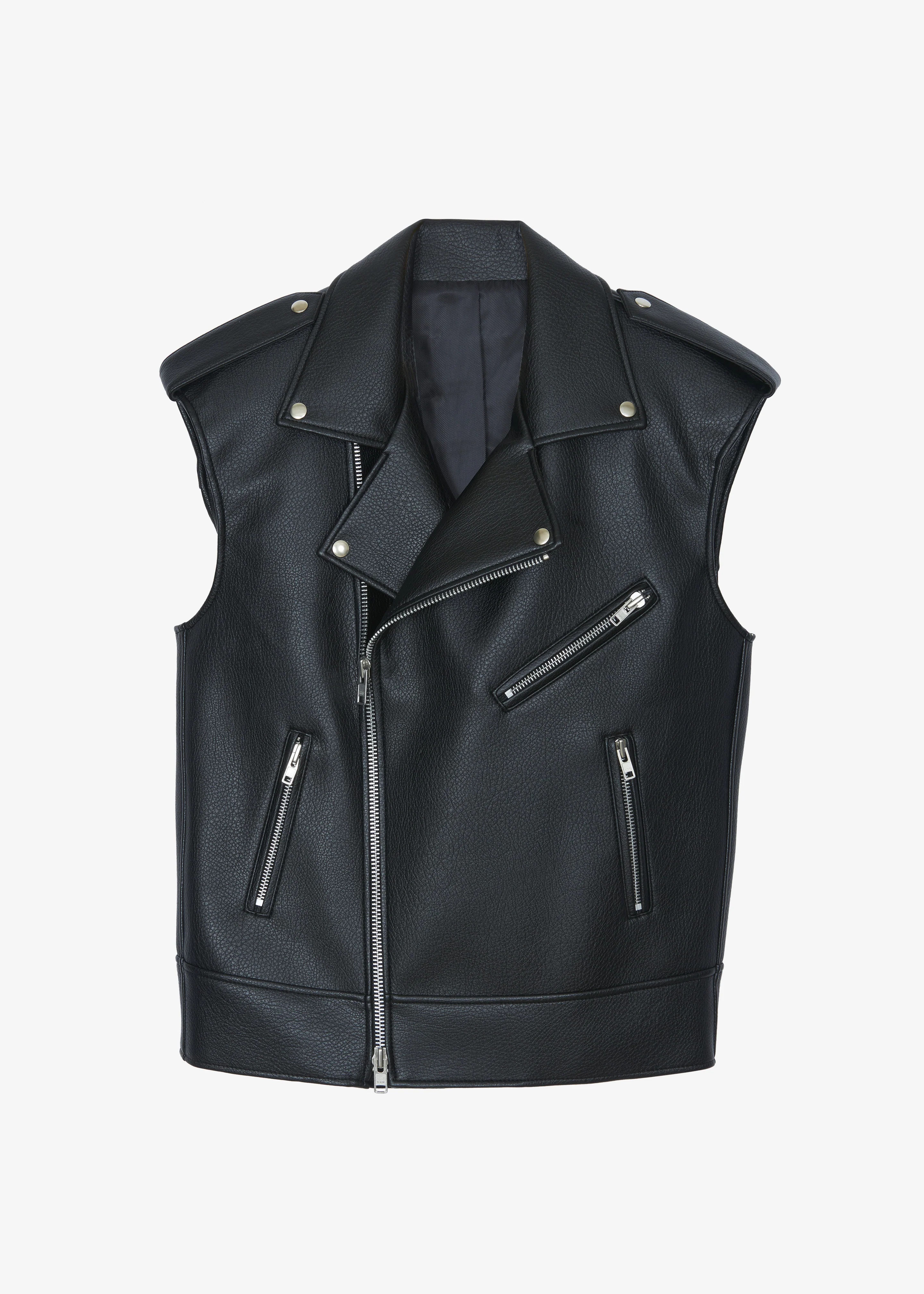 Chicago Oversized Biker Vest - Black - Image 14