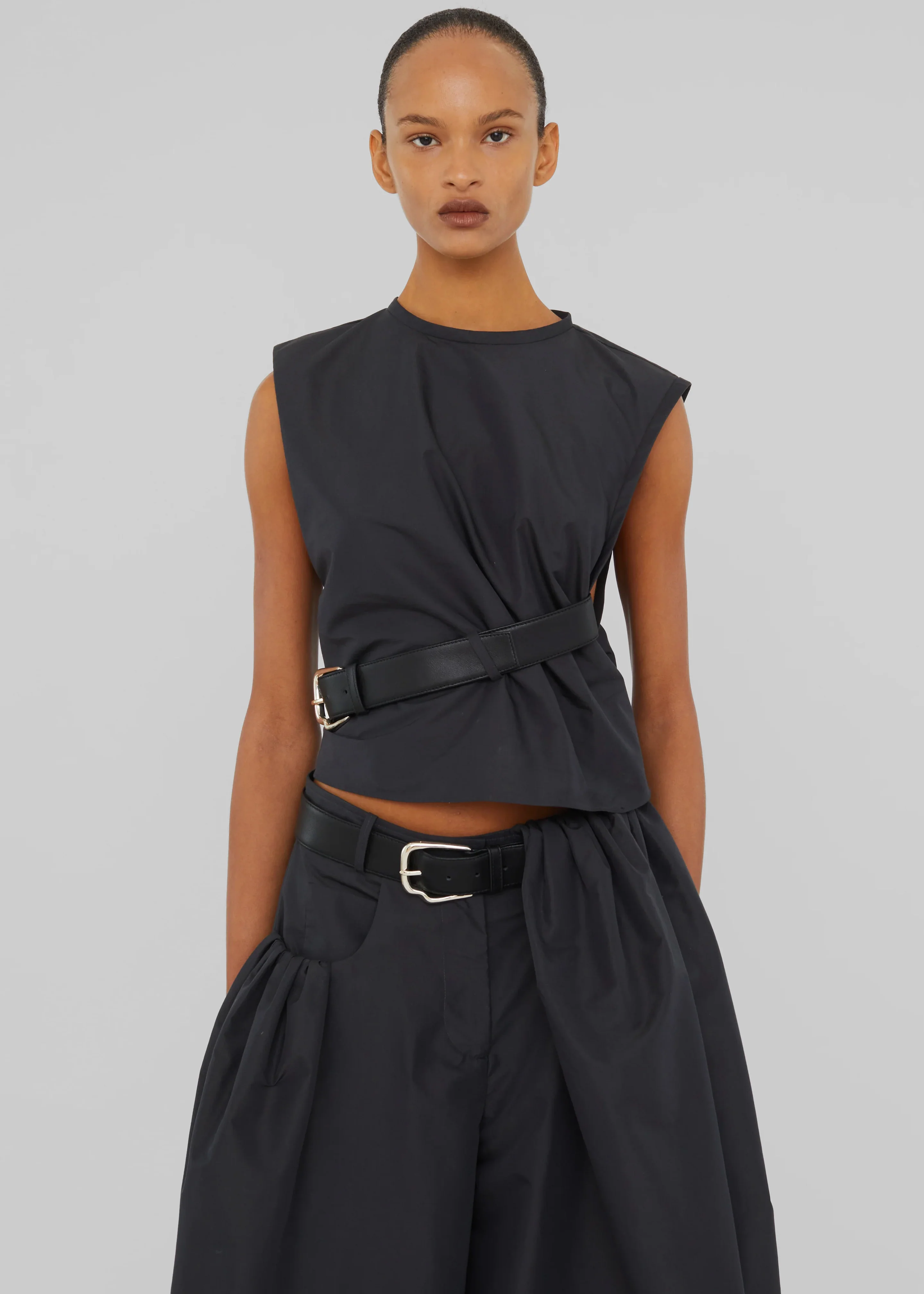 Christopher Esber Locus Belted Tafetta Tank - Carbon