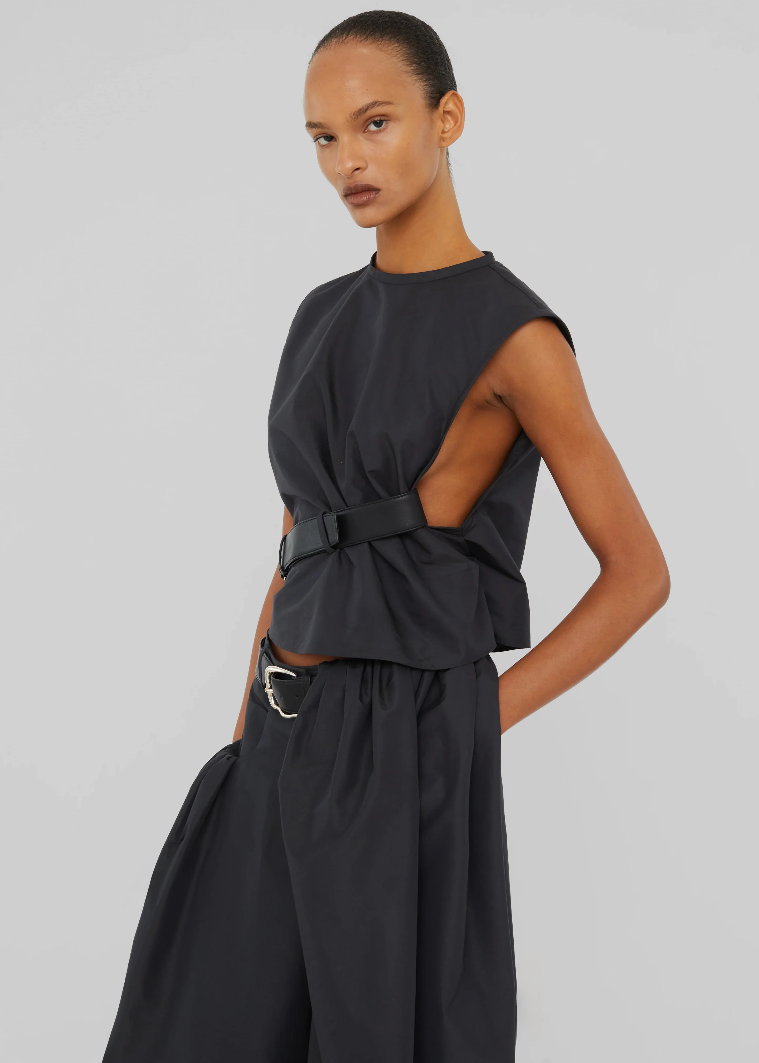 Christopher Esber Locus Belted Tafetta Tank - Carbon - Image 3