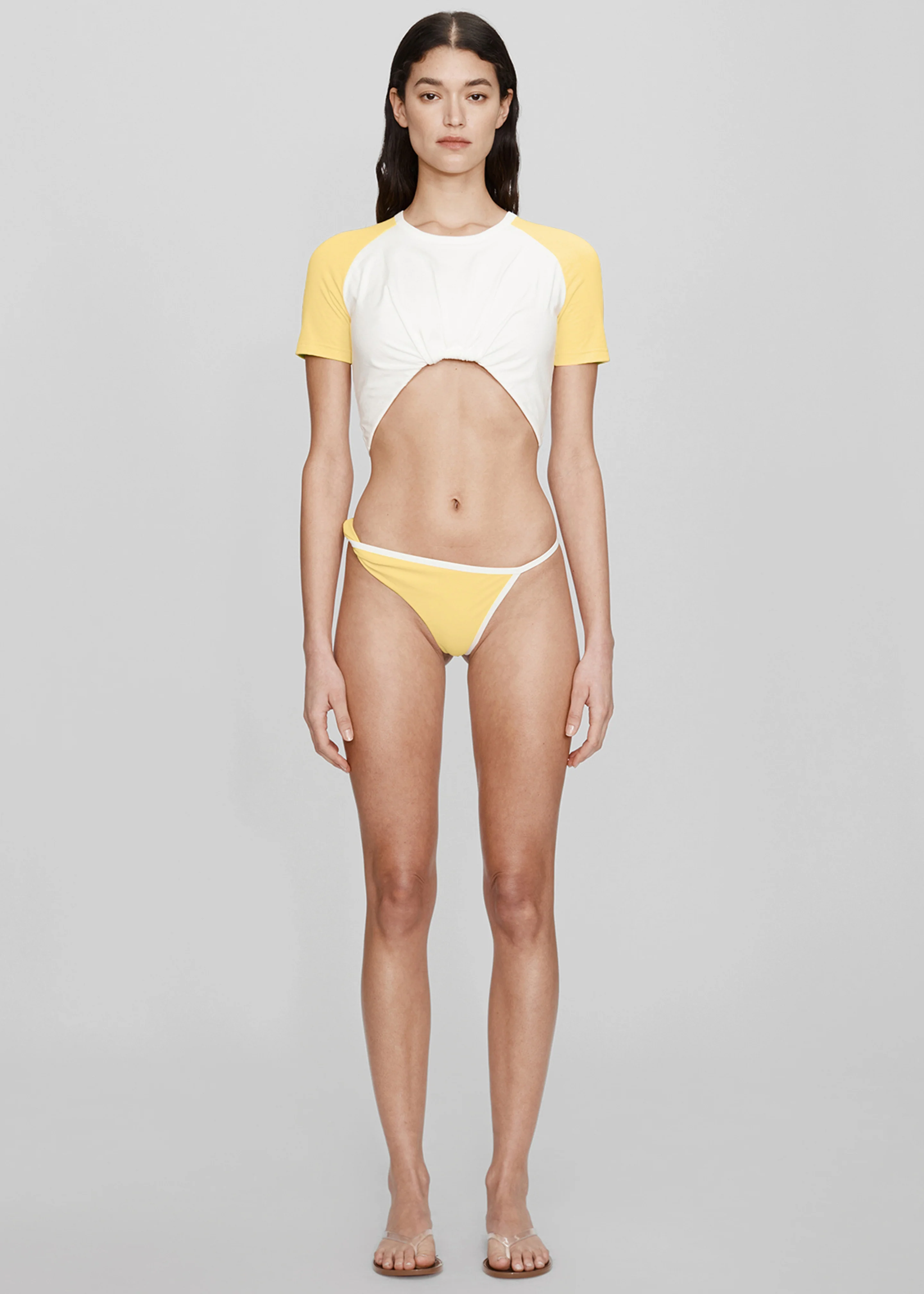 Christopher Esber Tucked Ringer Jersey Tee - Zest/White
