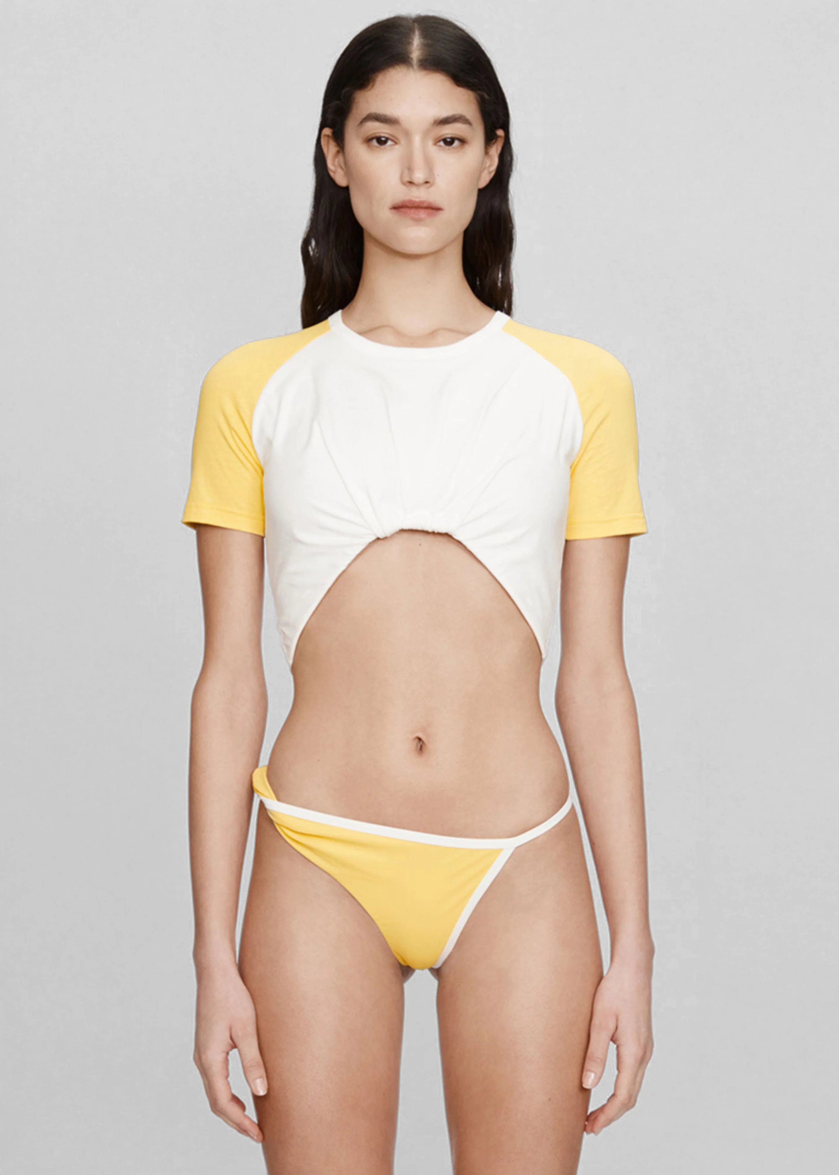 Christopher Esber Tucked Ringer Jersey Tee - Zest/White - Image 5
