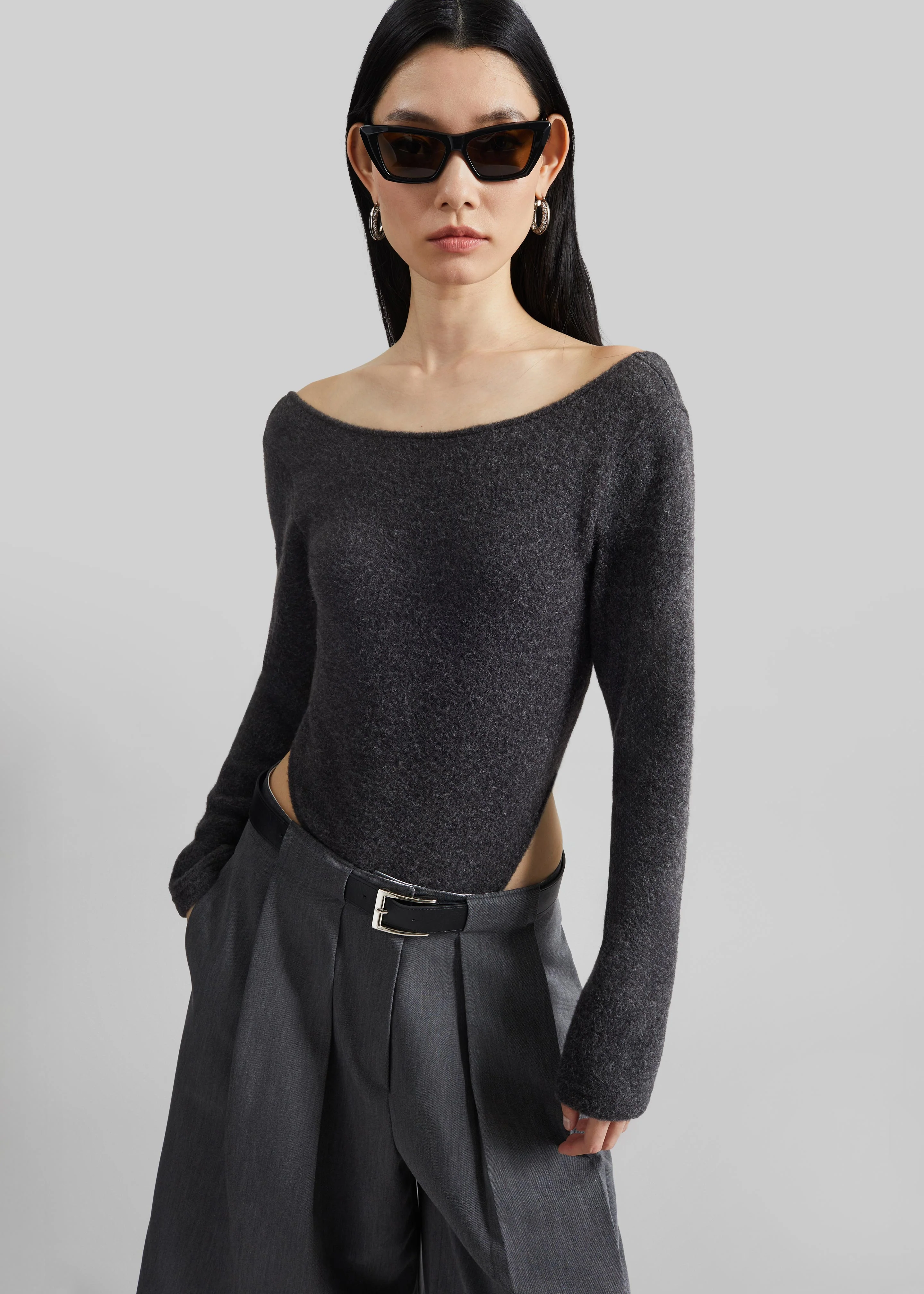 Civray Brushed Knit Bodysuit - Charcoal