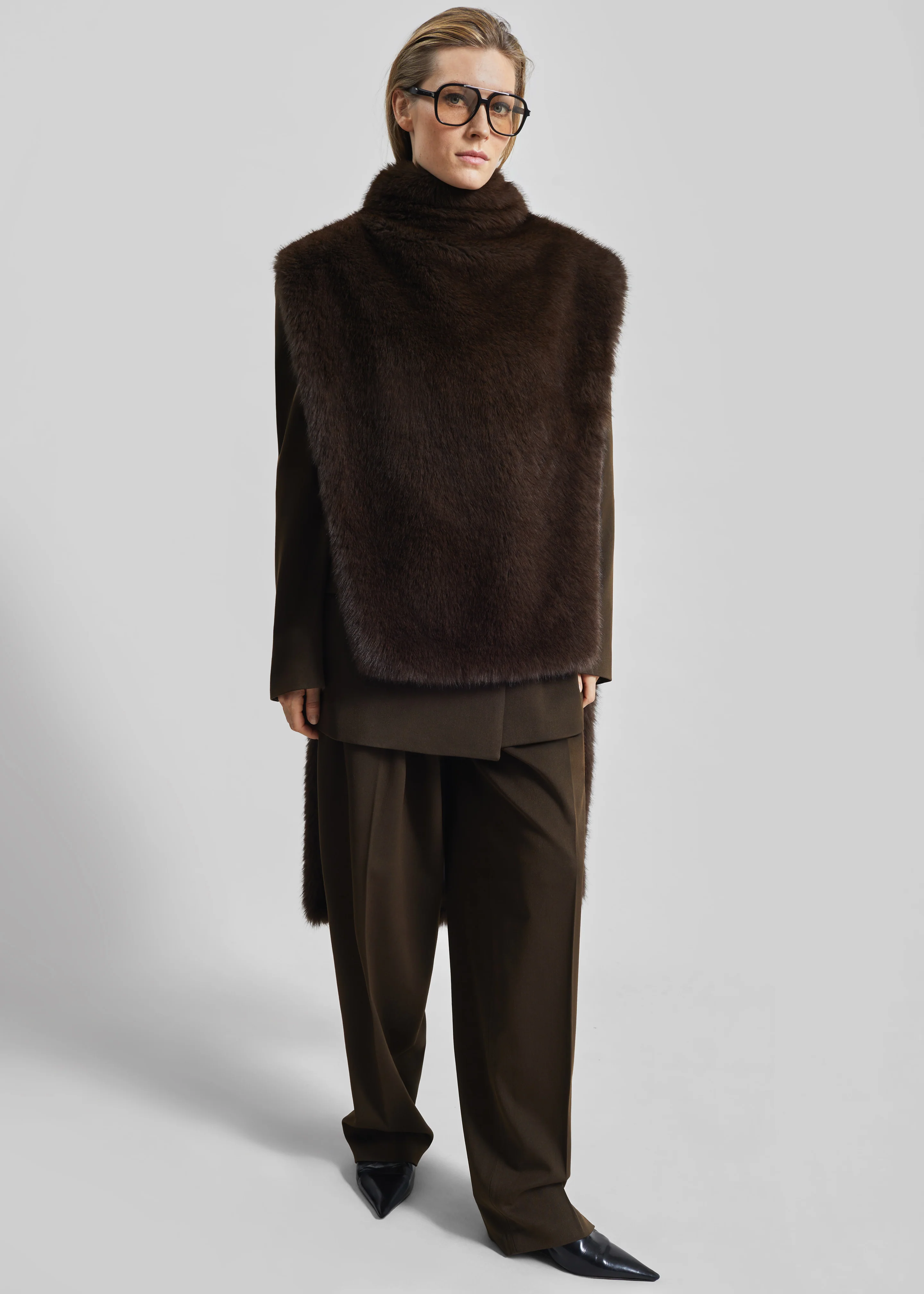 Corvara Faux Fur Vest - Brown - Image 8