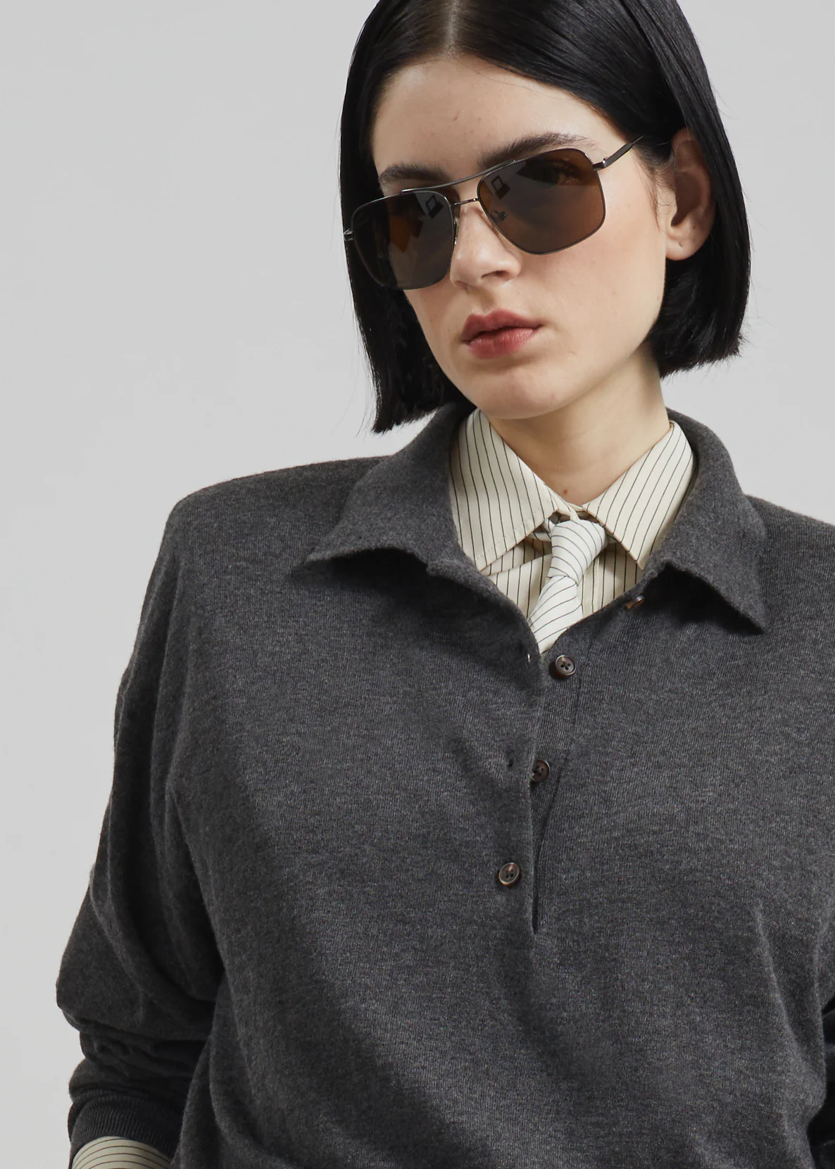Croydon Padded Knit Polo - Grey - Image 3