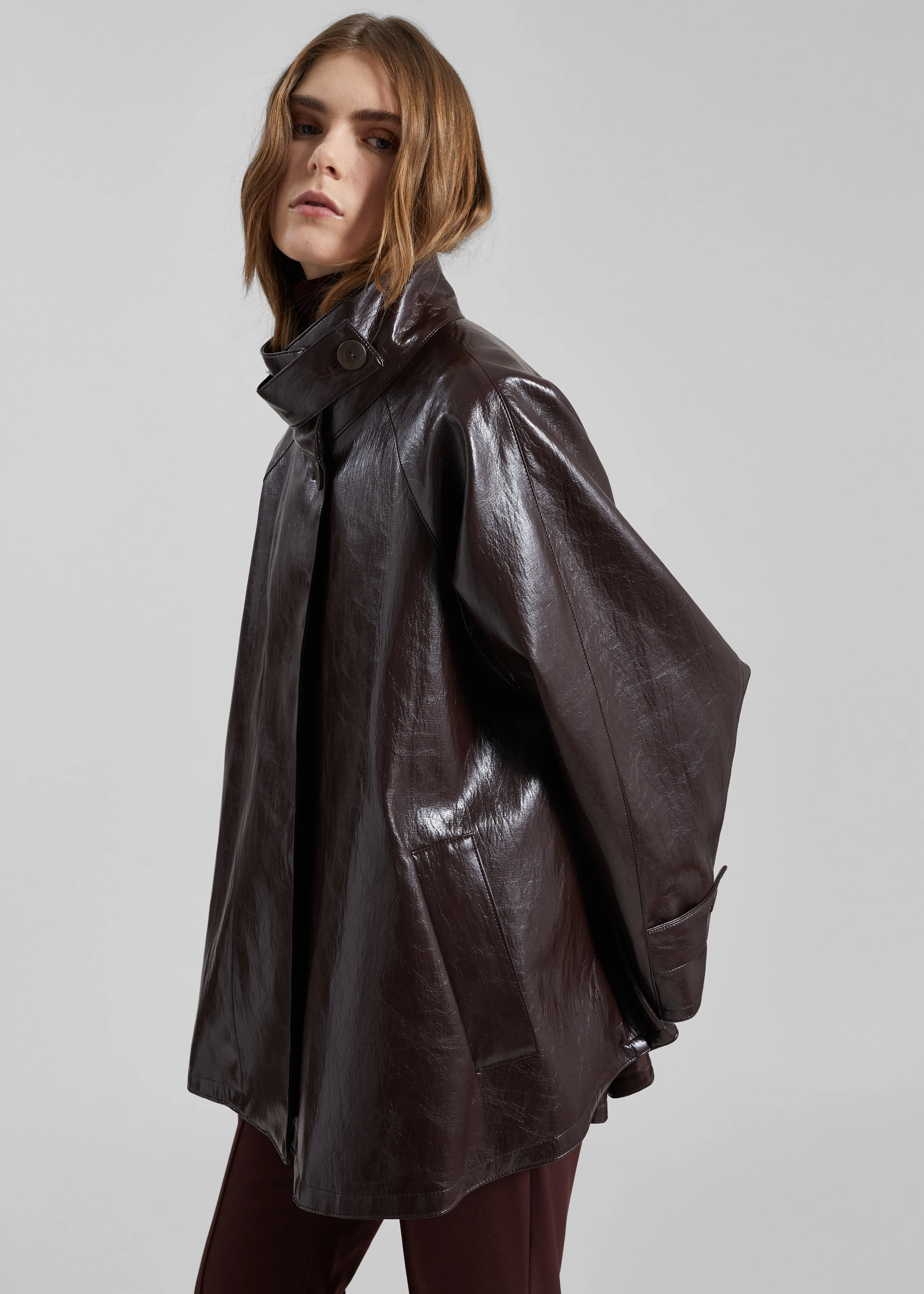 Dalaro Faux Leather Swing Jacket - Burgundy