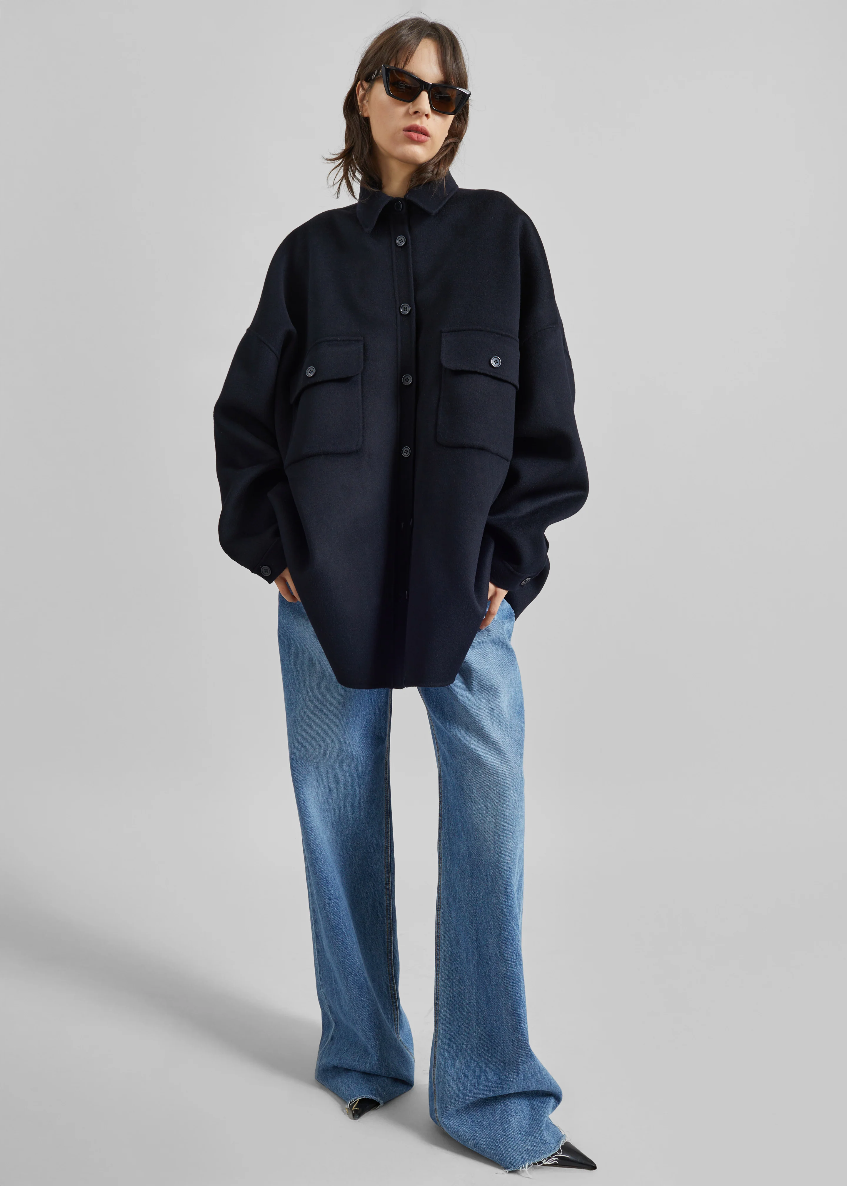 Dallas Wool Overshirt - Navy - Image 4