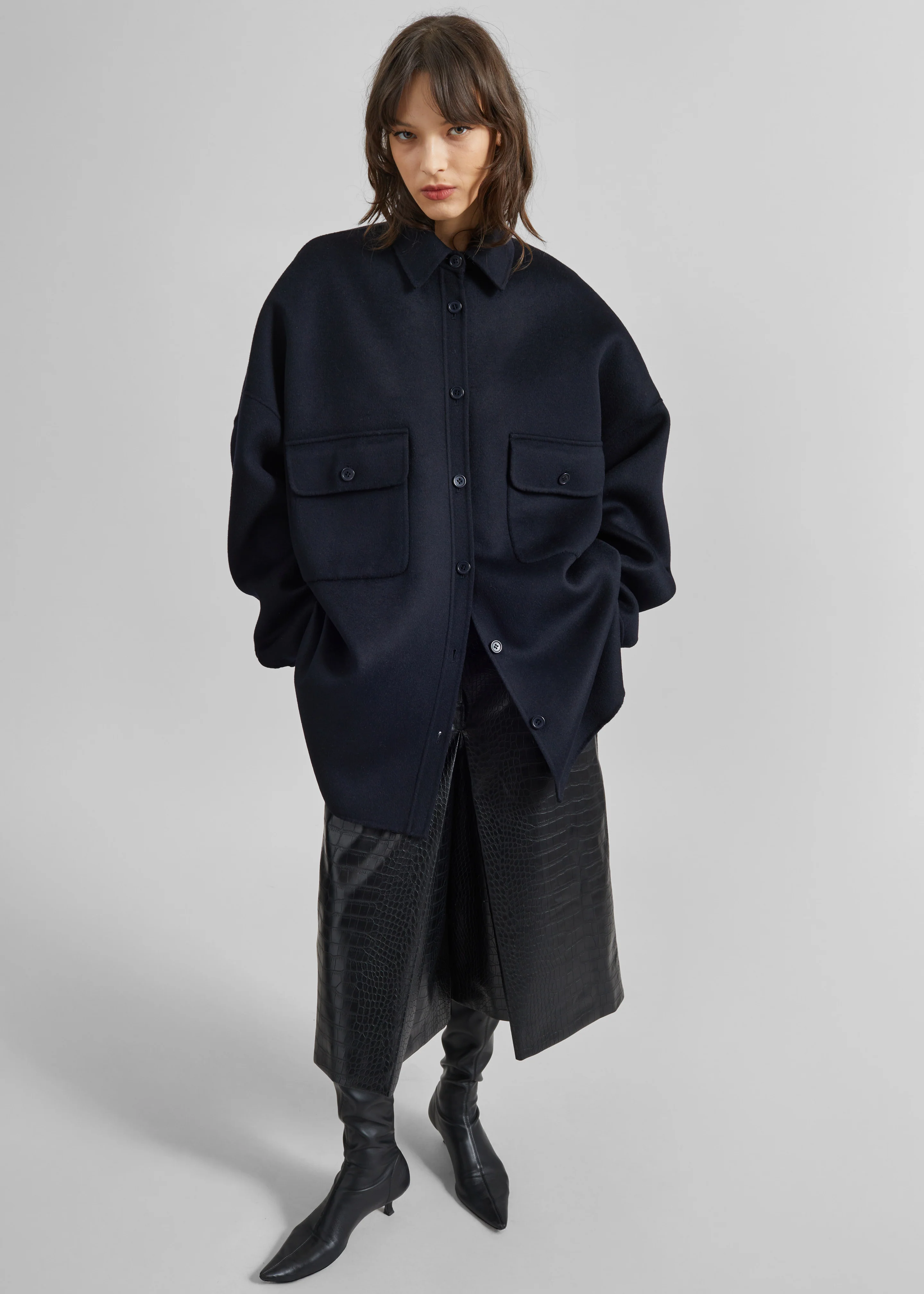 Dallas Wool Overshirt - Navy - Image 5