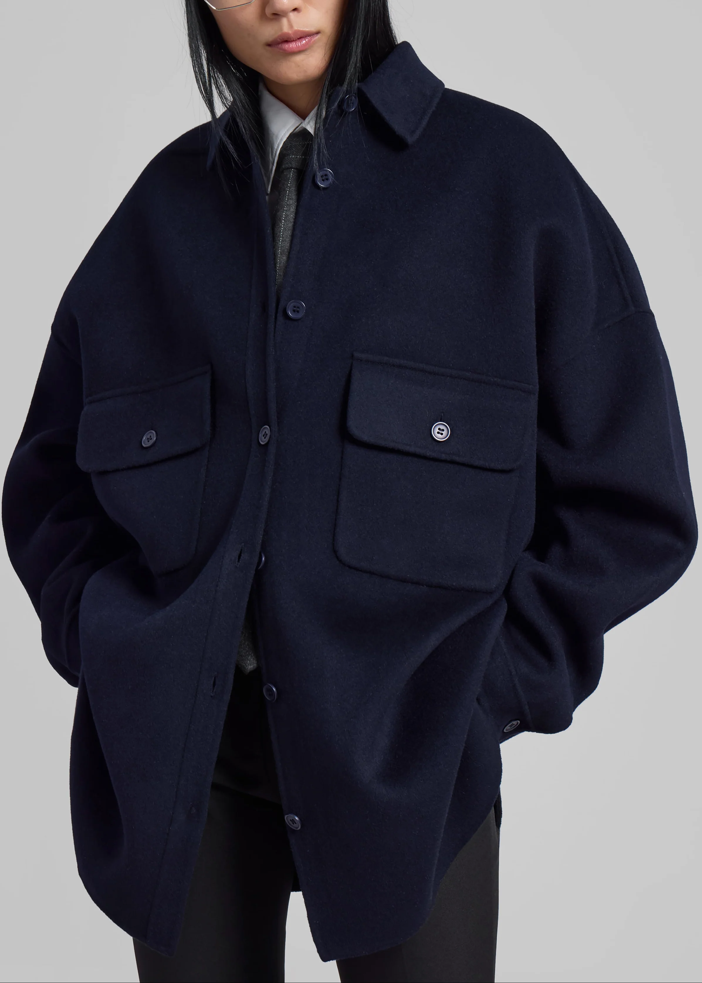 Dallas Wool Overshirt - Navy - Image 6