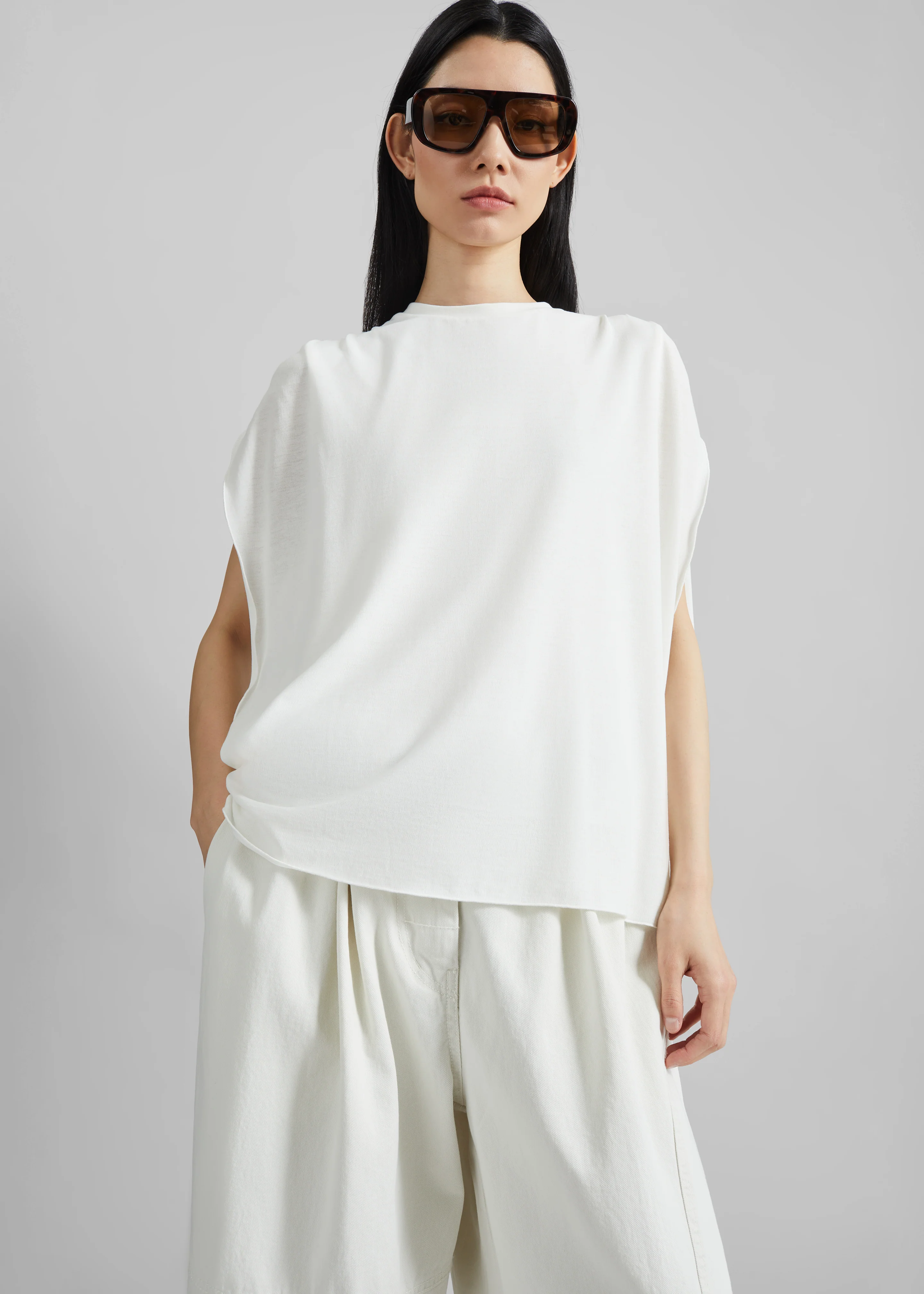 Darkpark Tracy Light Jersey Sleeveless Blouse - White - Image 3