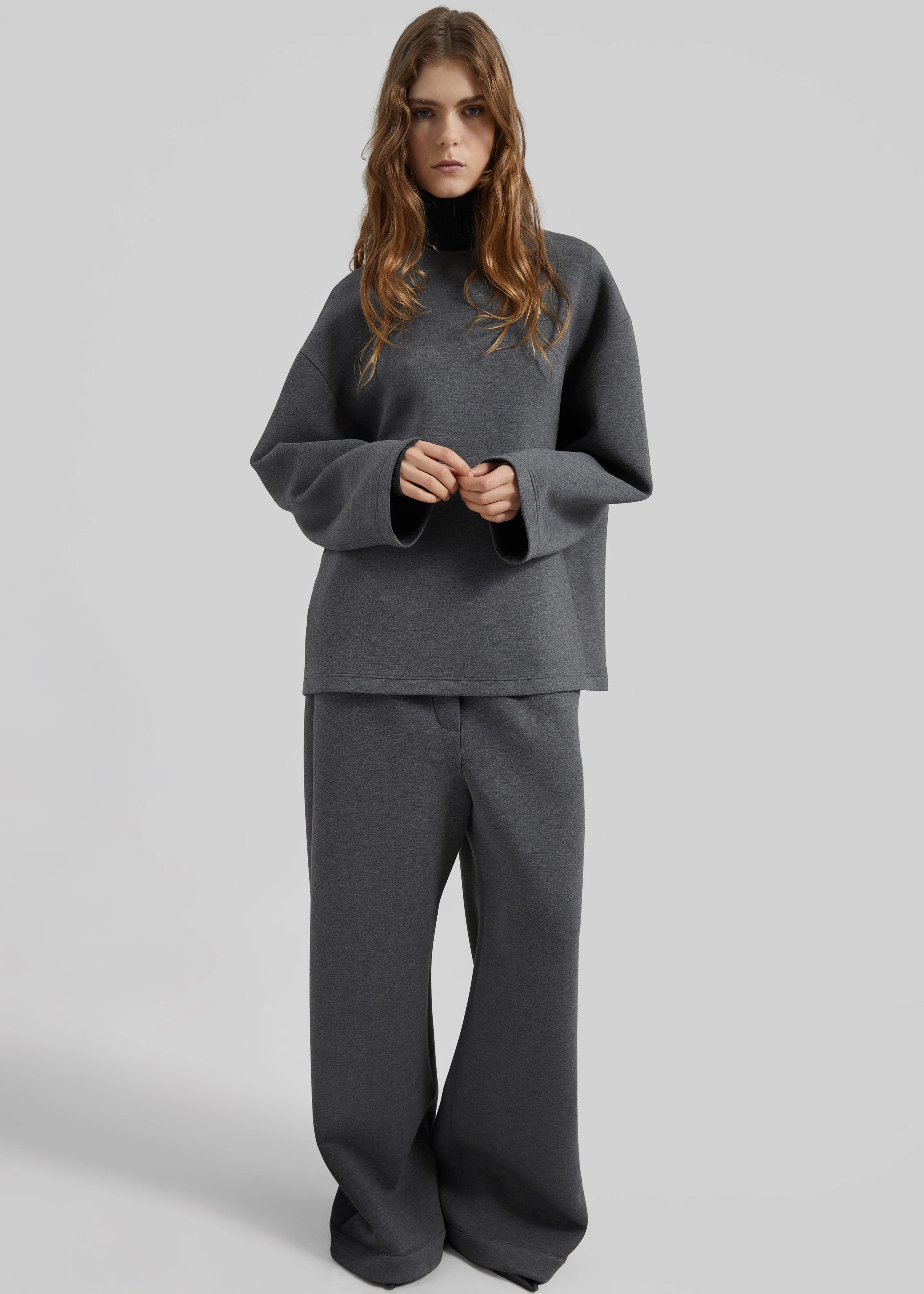 Delancey Long Sleeve Neoprene Top - Dark Grey