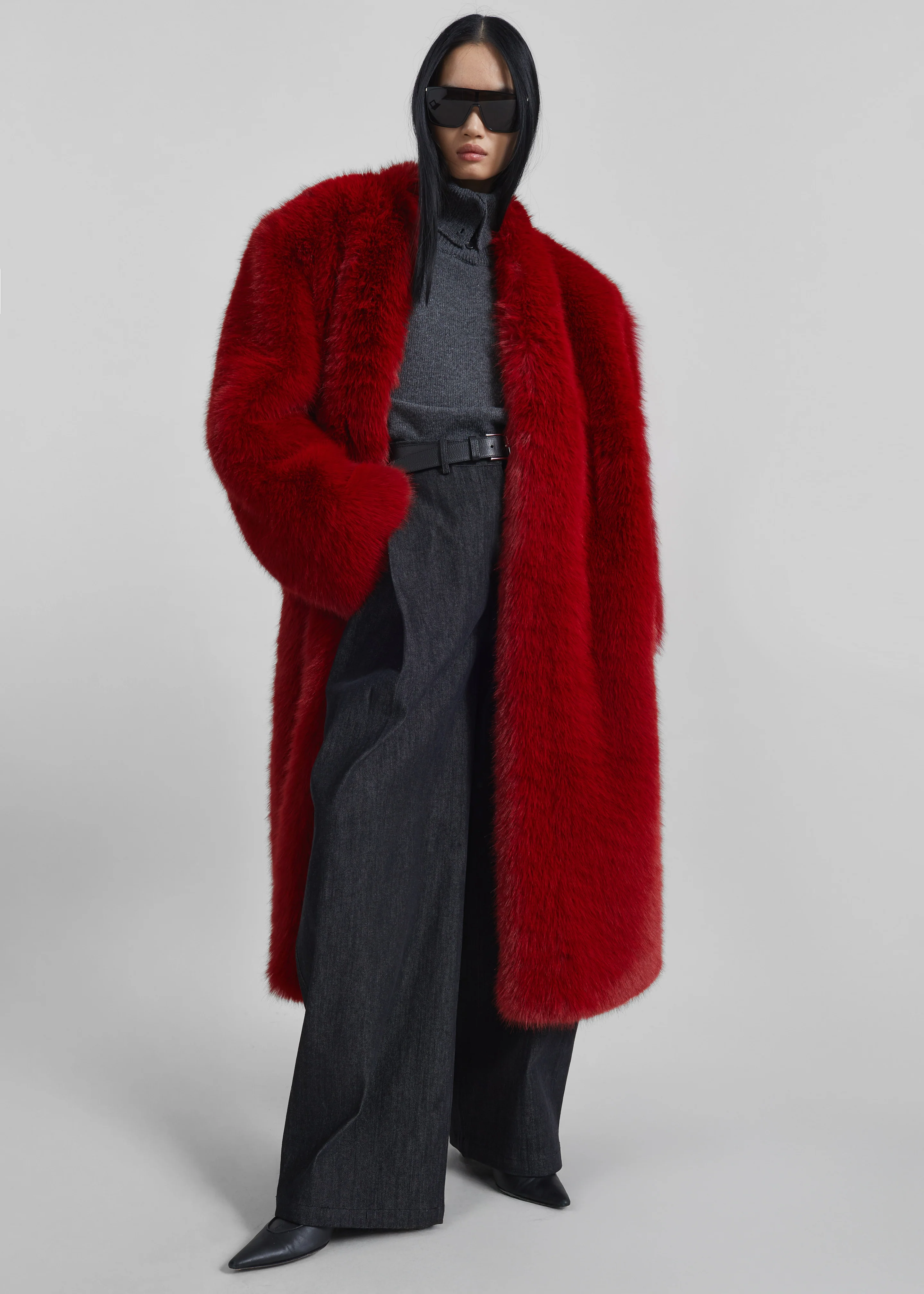 Destiny Padded Faux Fur Coat - Red - Image 8