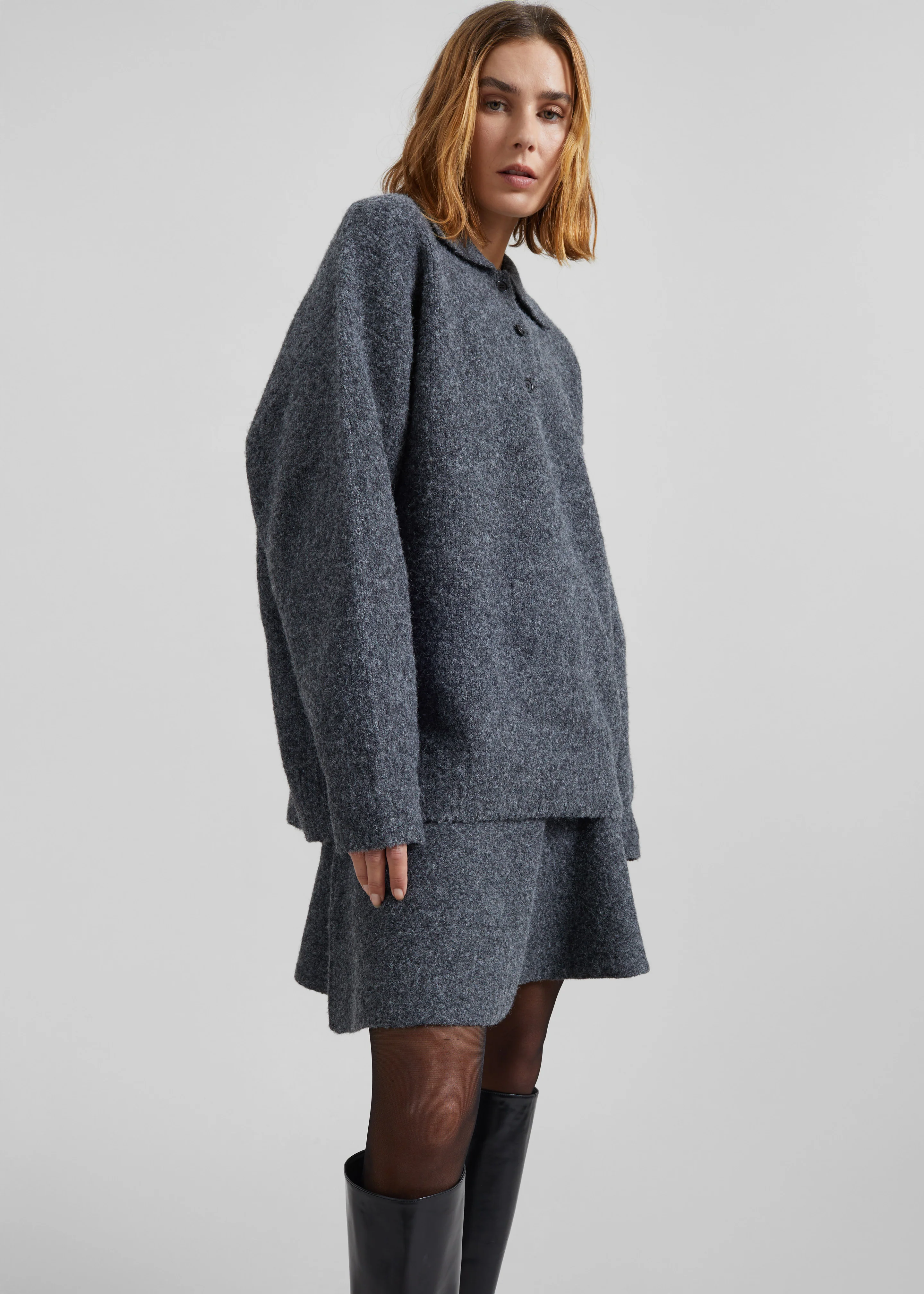 Dienne Knit Mini Skirt - Grey - Image 6