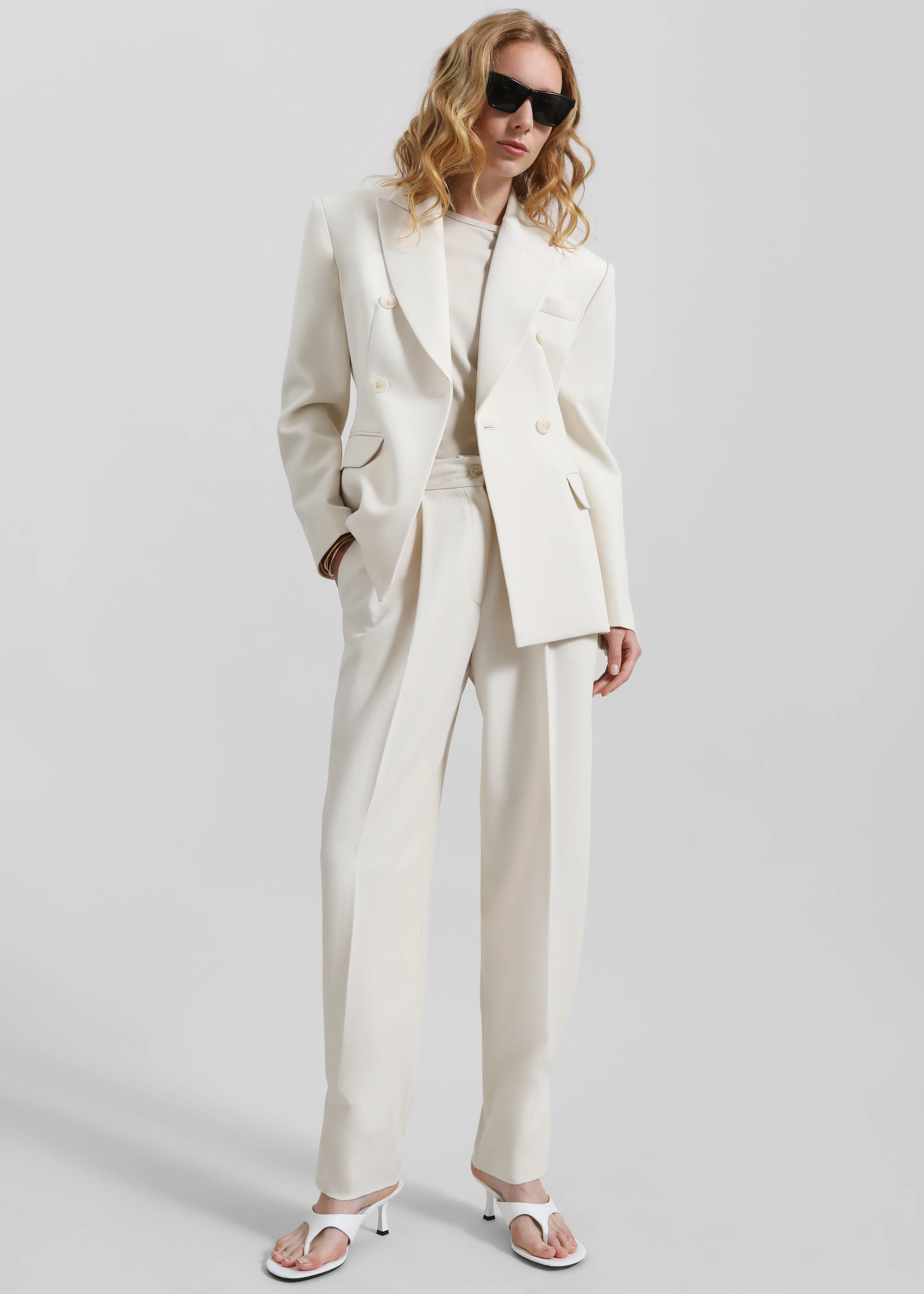 Dina Double Breasted Blazer - Cream - Image 2