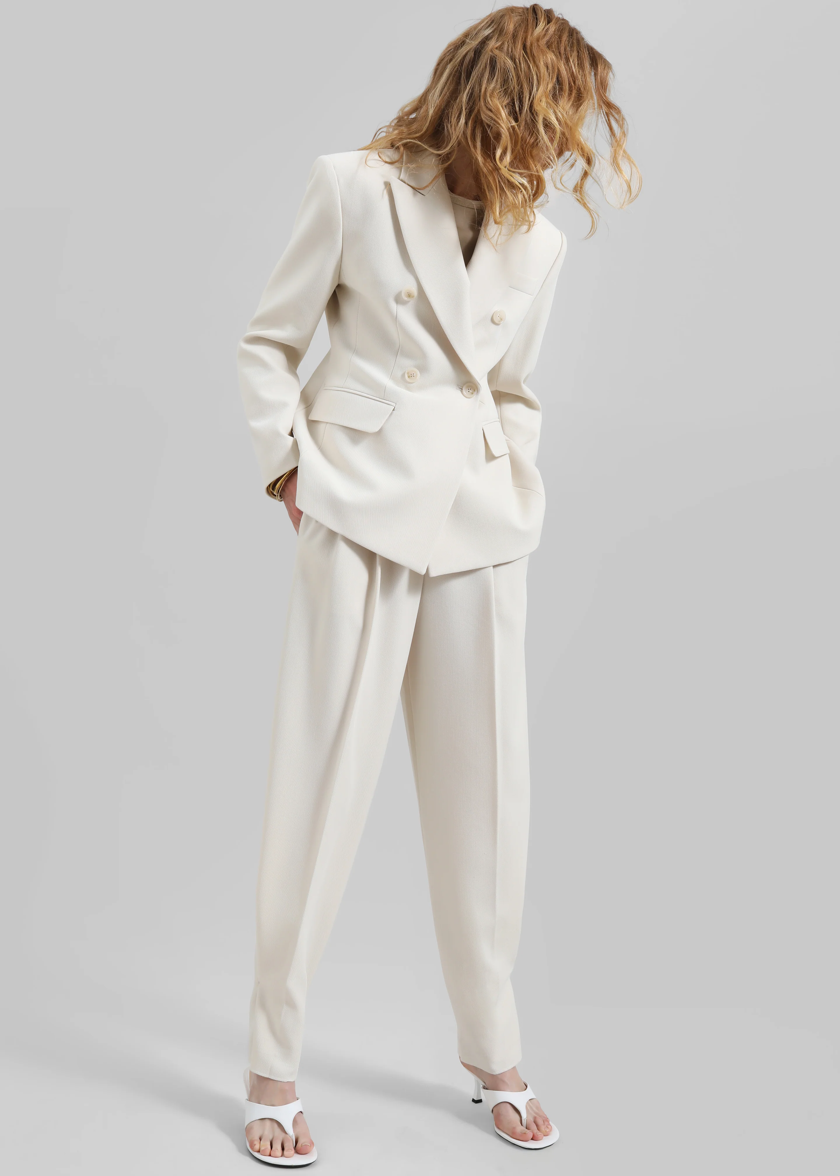 Dina Pleated Trousers - Cream - Image 2