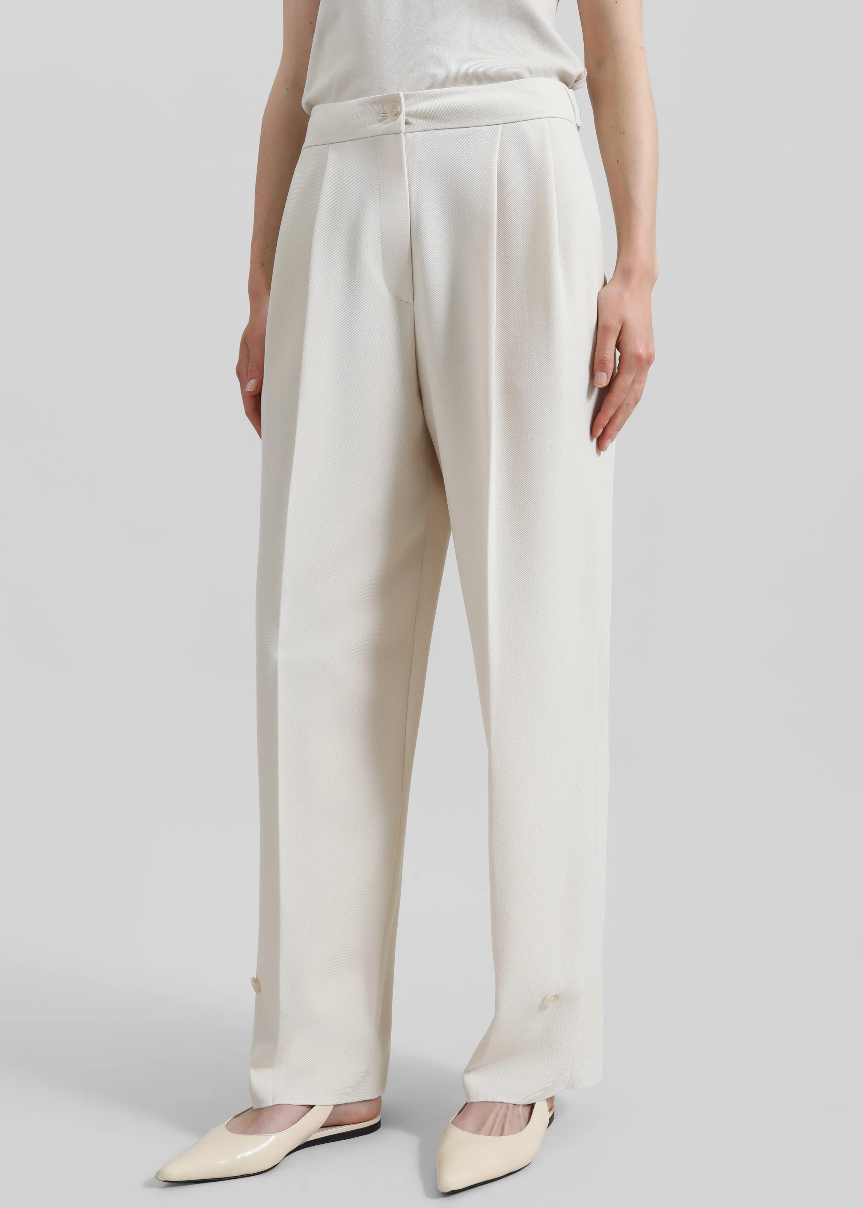 Dina Pleated Trousers - Cream - Image 6