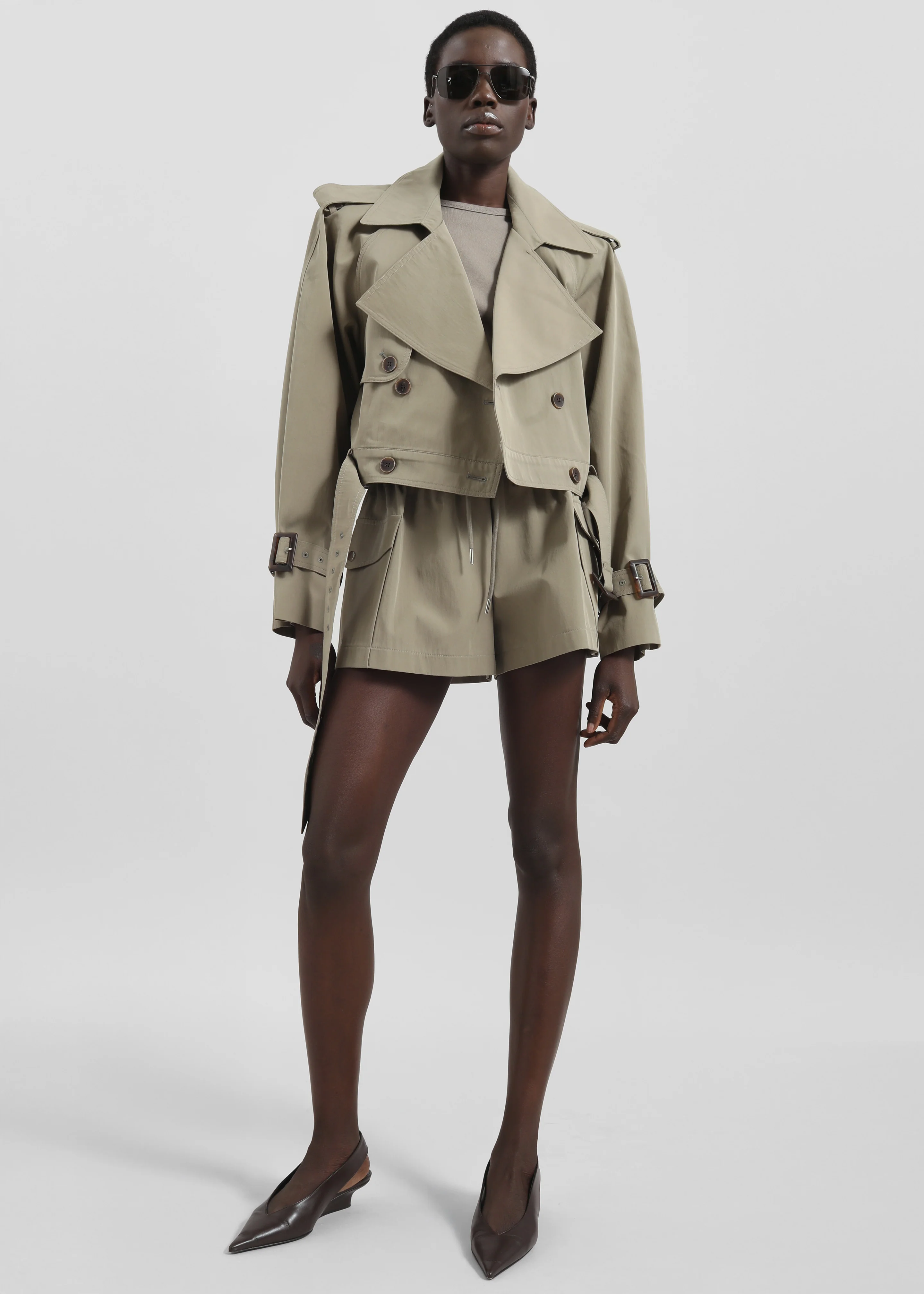 Disley Cropped Trench - Pale Olive - Image 2