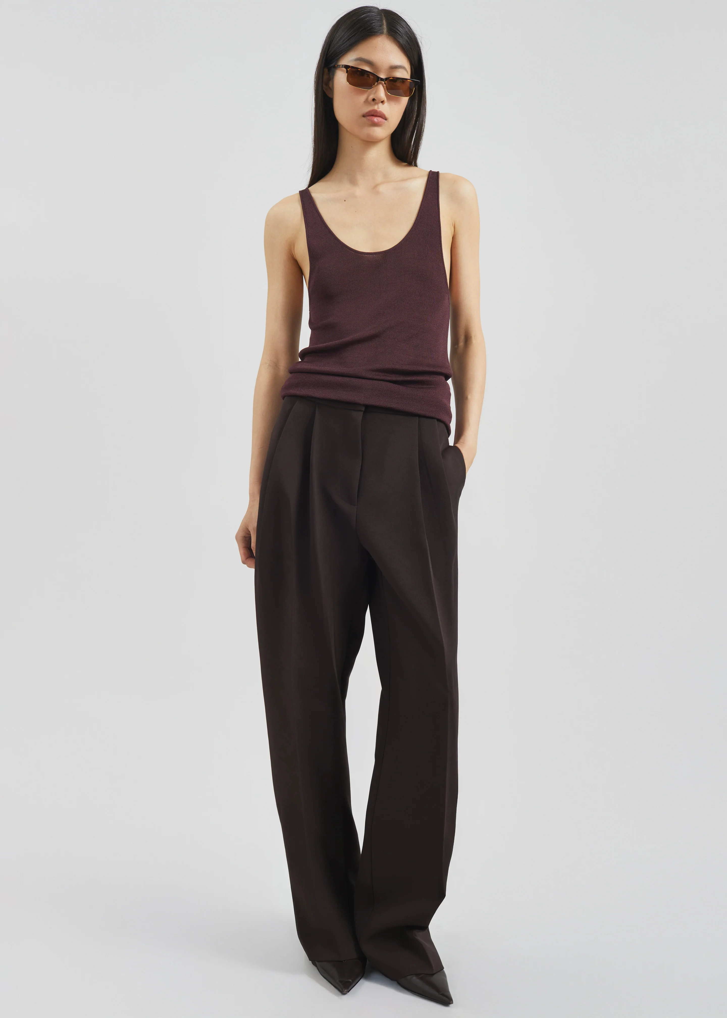 Doyer Pleated Trousers - Brown - Image 2