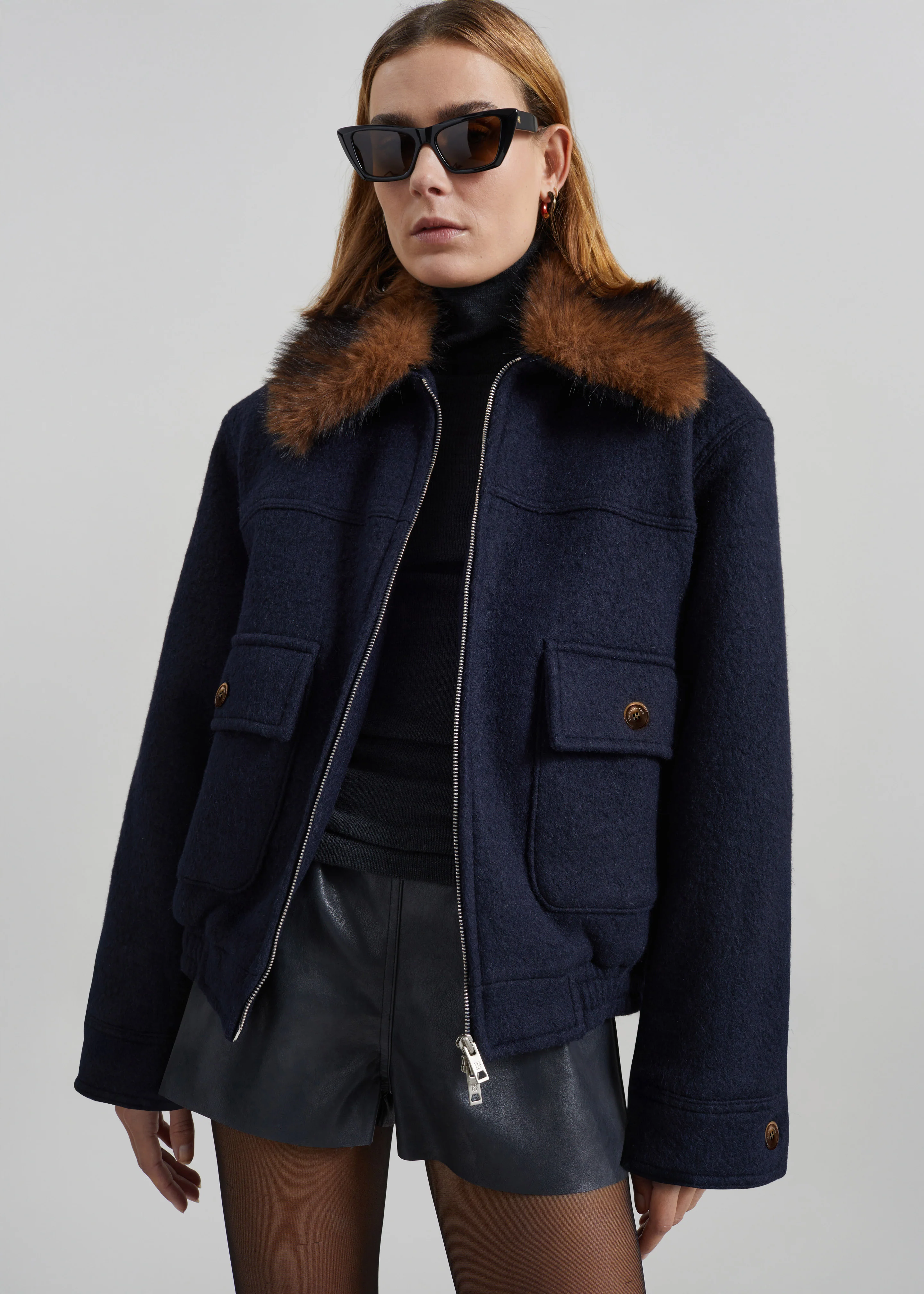 Elmont Brushed Wool Quilted Jacket - Dark Navy - Image 4