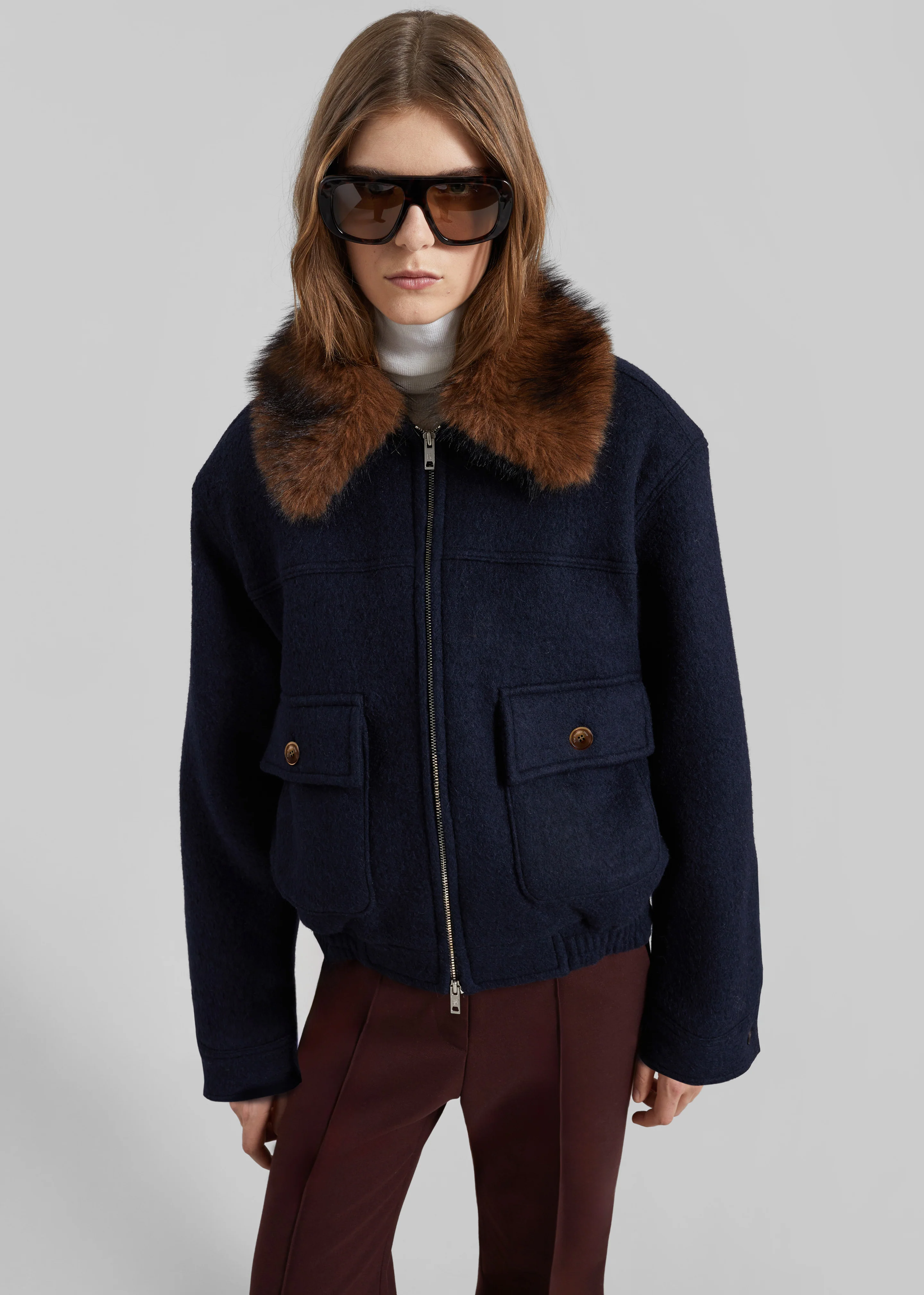 Elmont Brushed Wool Quilted Jacket - Dark Navy - Image 5