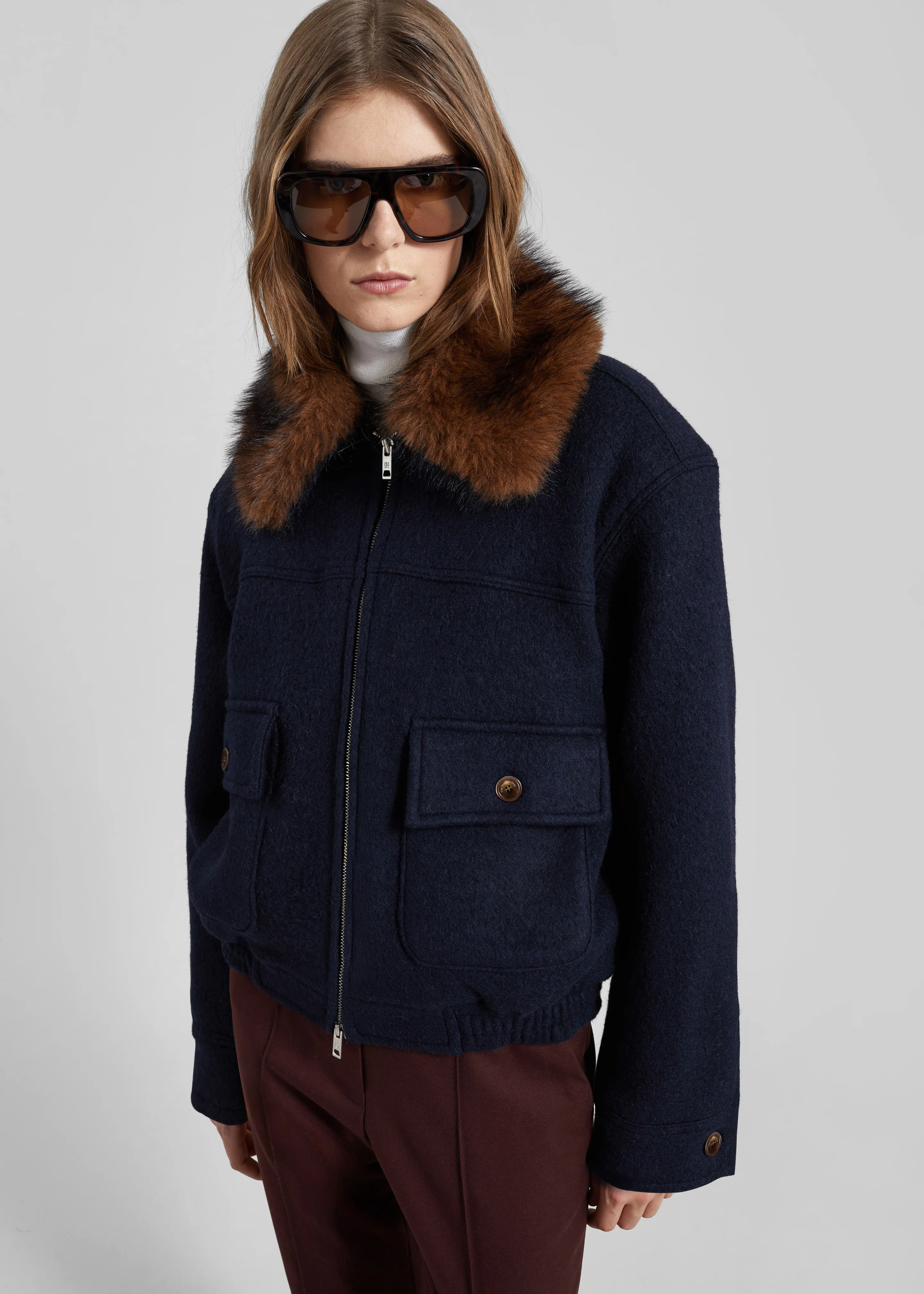Elmont Brushed Wool Quilted Jacket - Dark Navy - Image 7