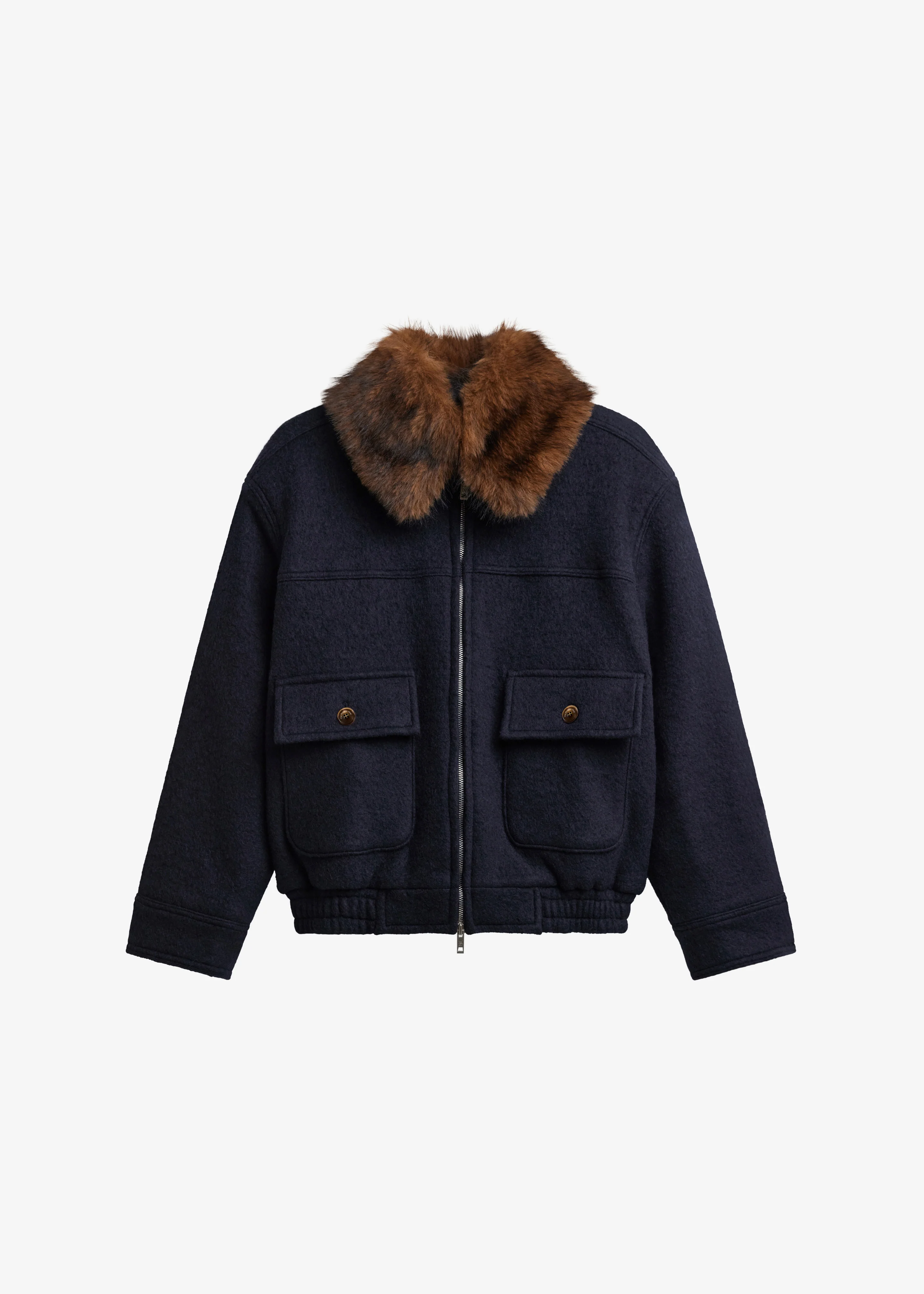 Elmont Brushed Wool Quilted Jacket - Dark Navy - Image 9