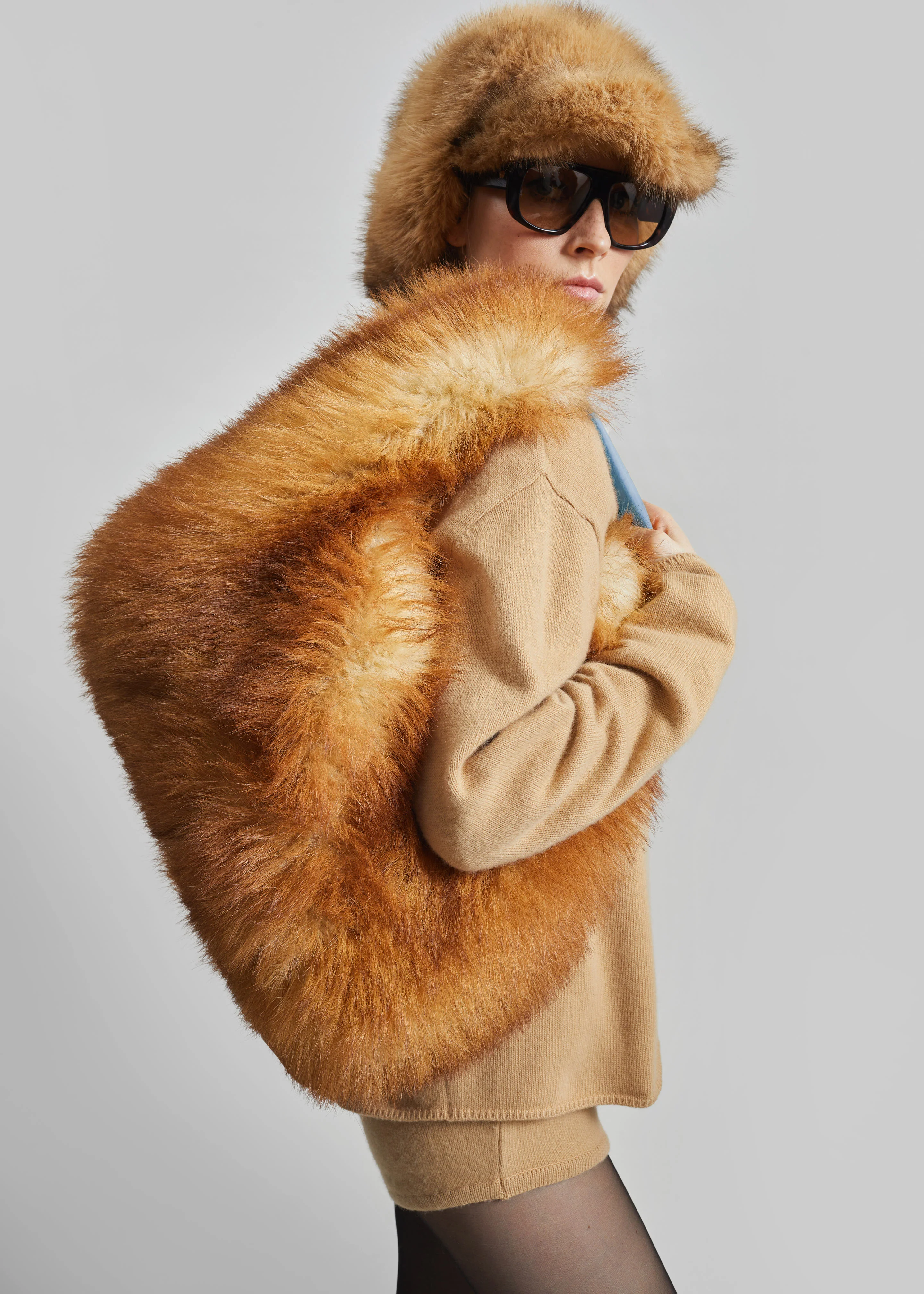 Freccia Faux Fur Aviator Hat - Beige/Brown - Image 4