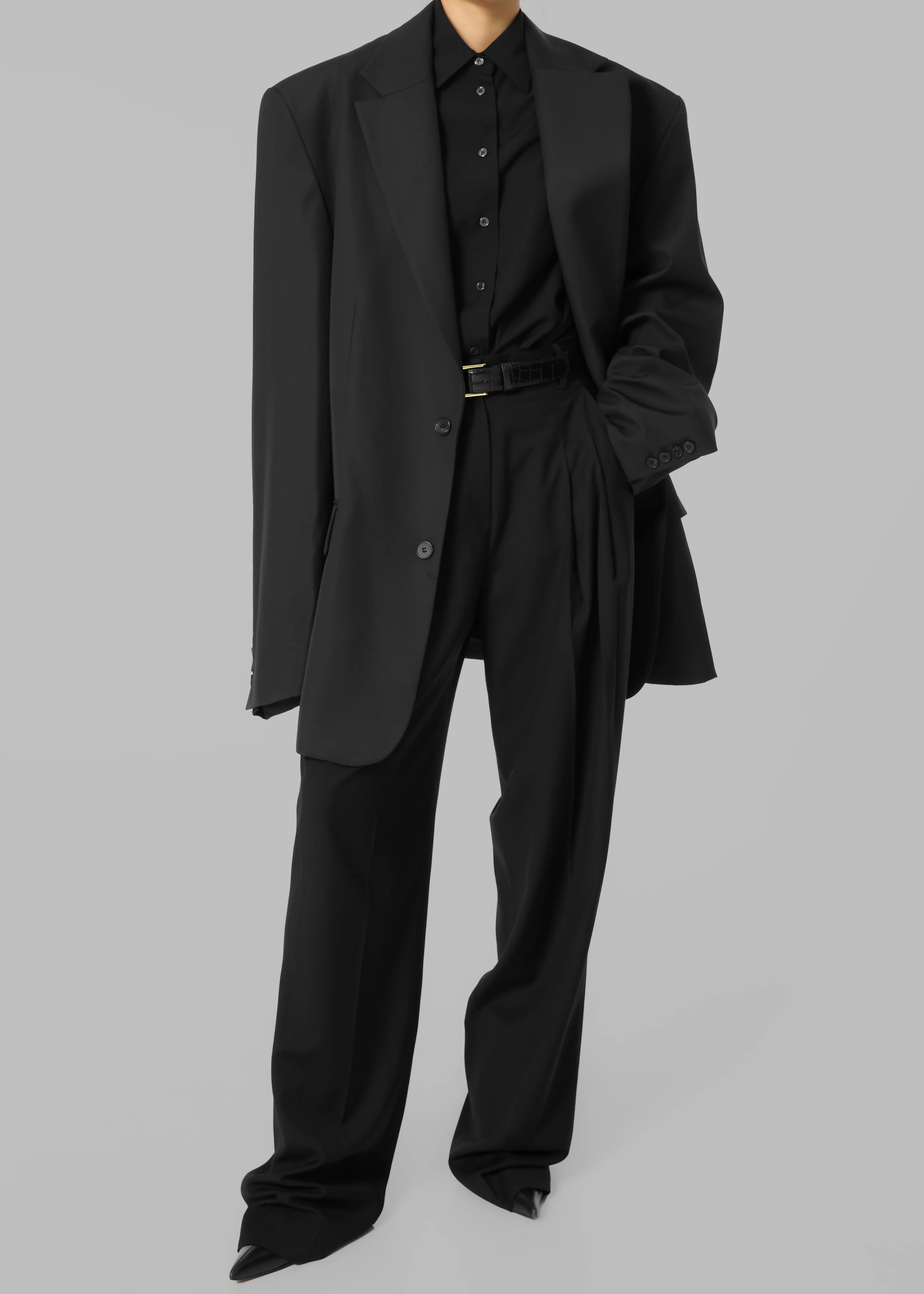Gelso Pleated Trousers - Black - Image 9