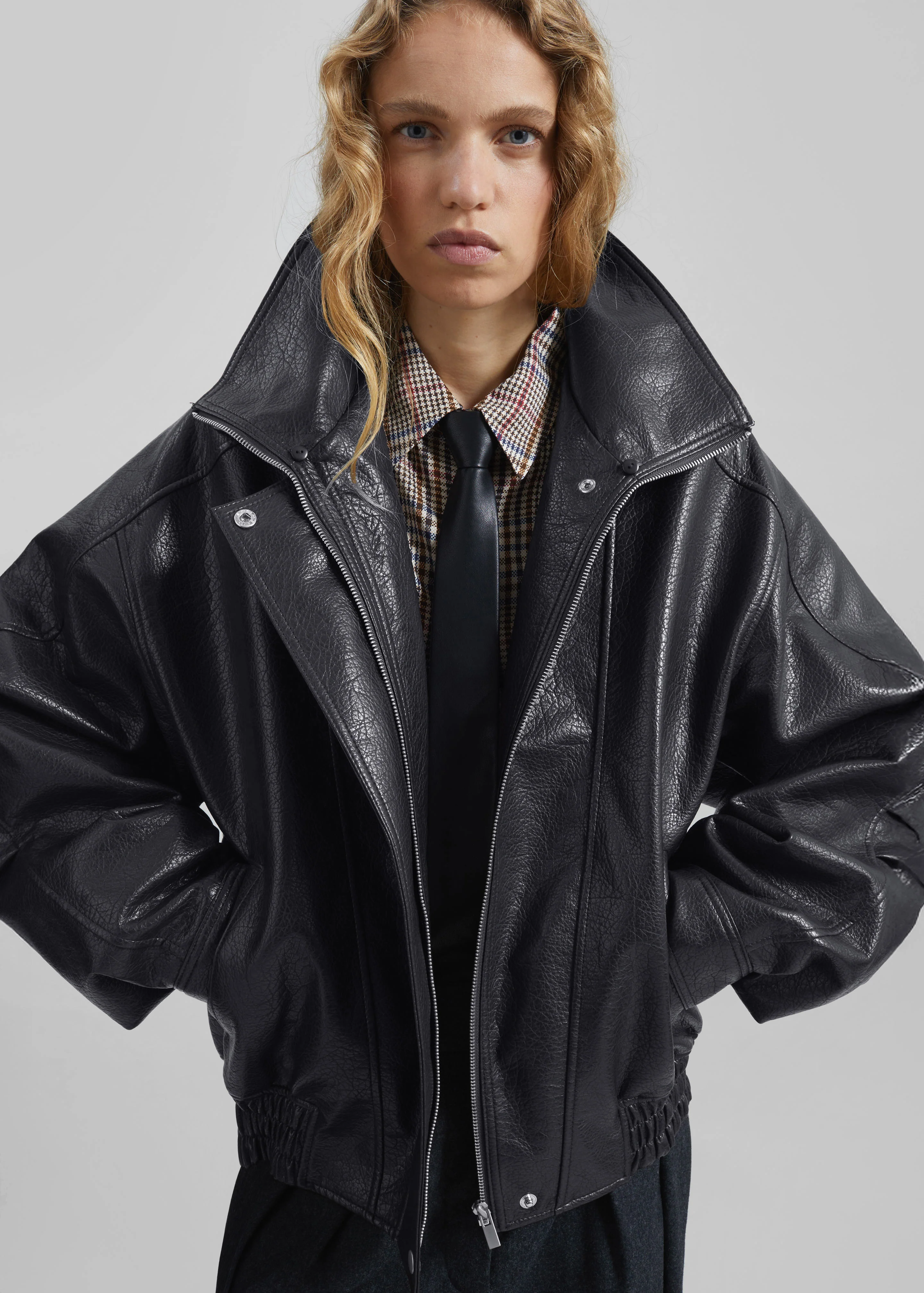 Gemonio Faux Leather Jacket - Black