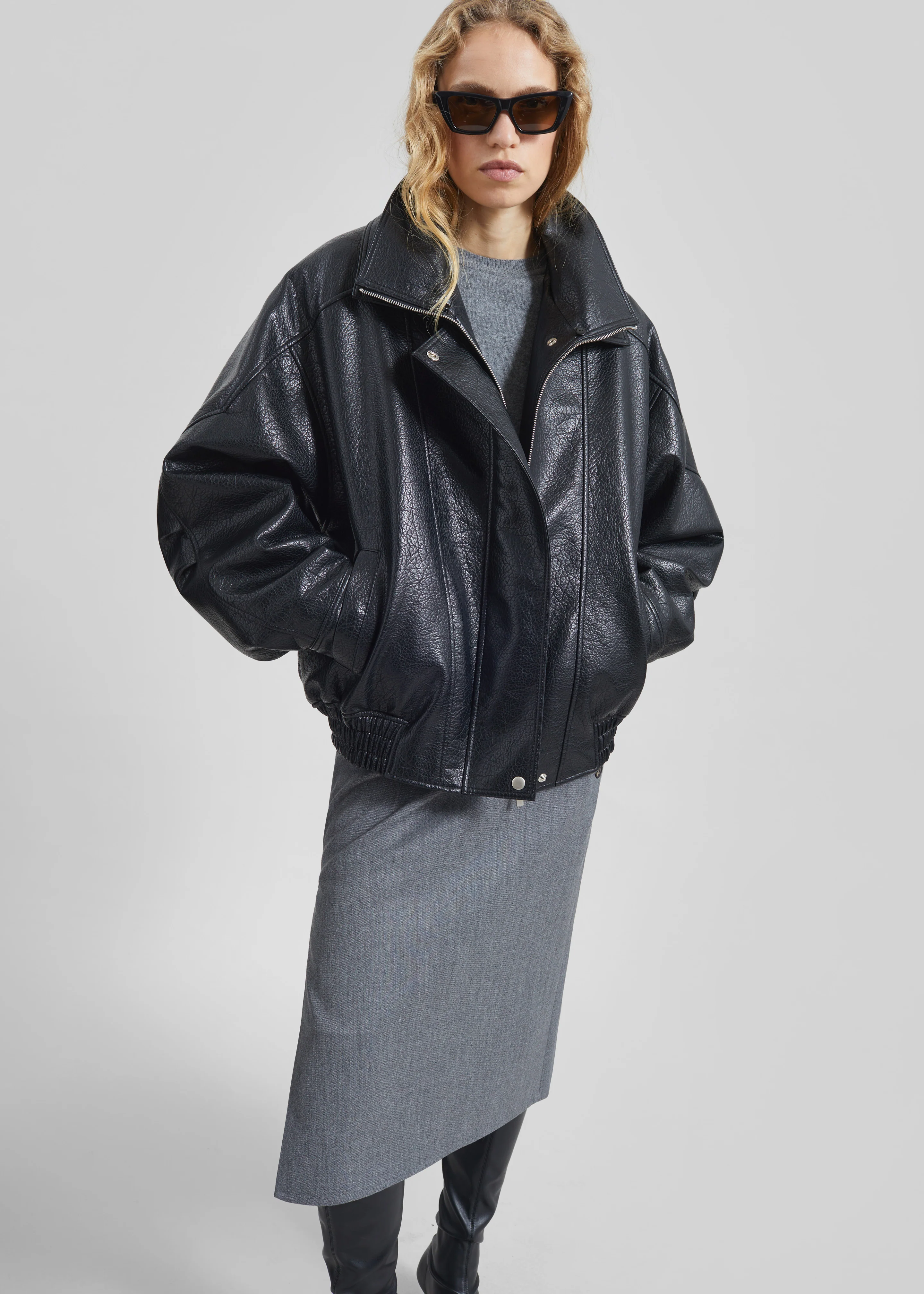 Gemonio Faux Leather Jacket - Black - Image 3